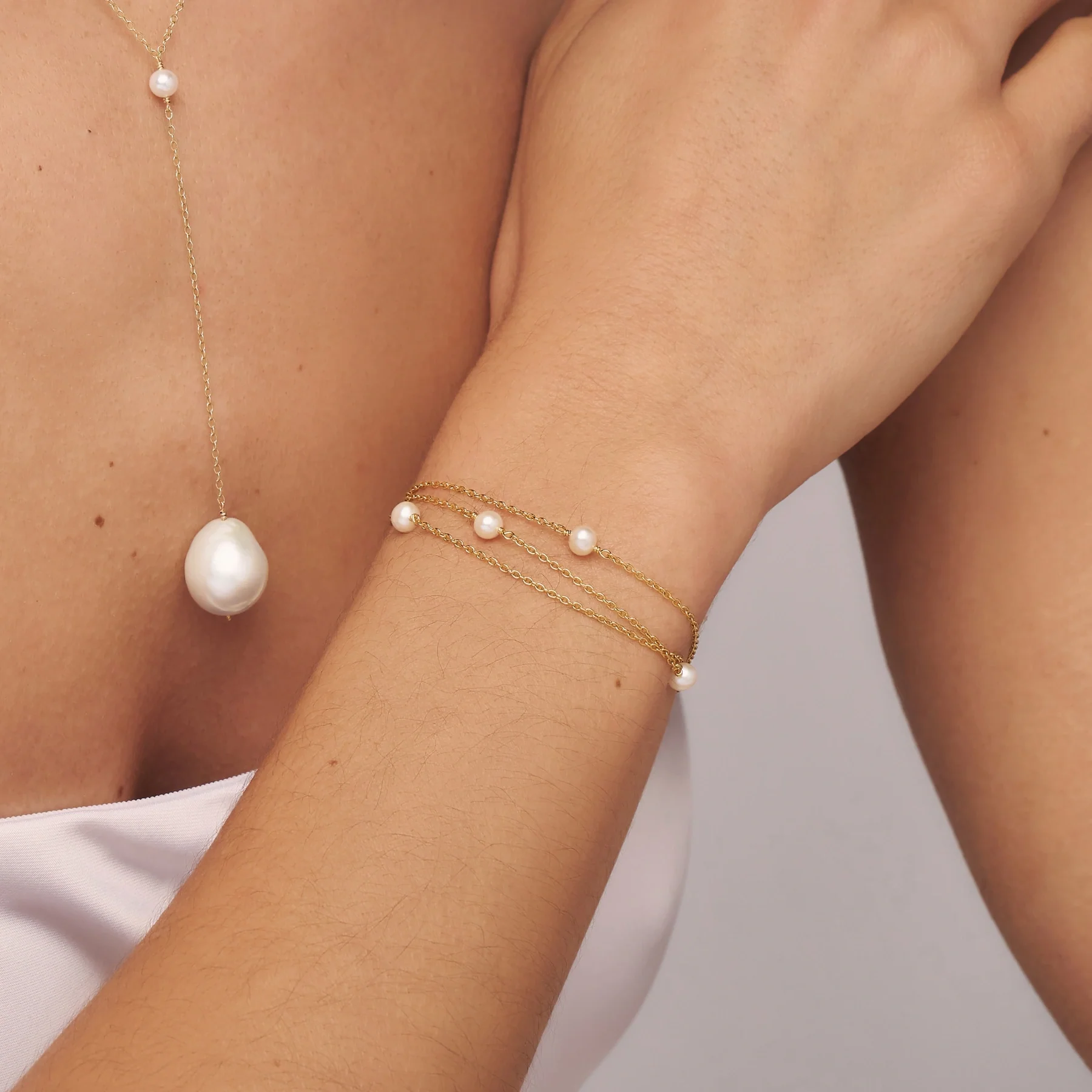 Gold Layered Pearl Bracelet - Image 2