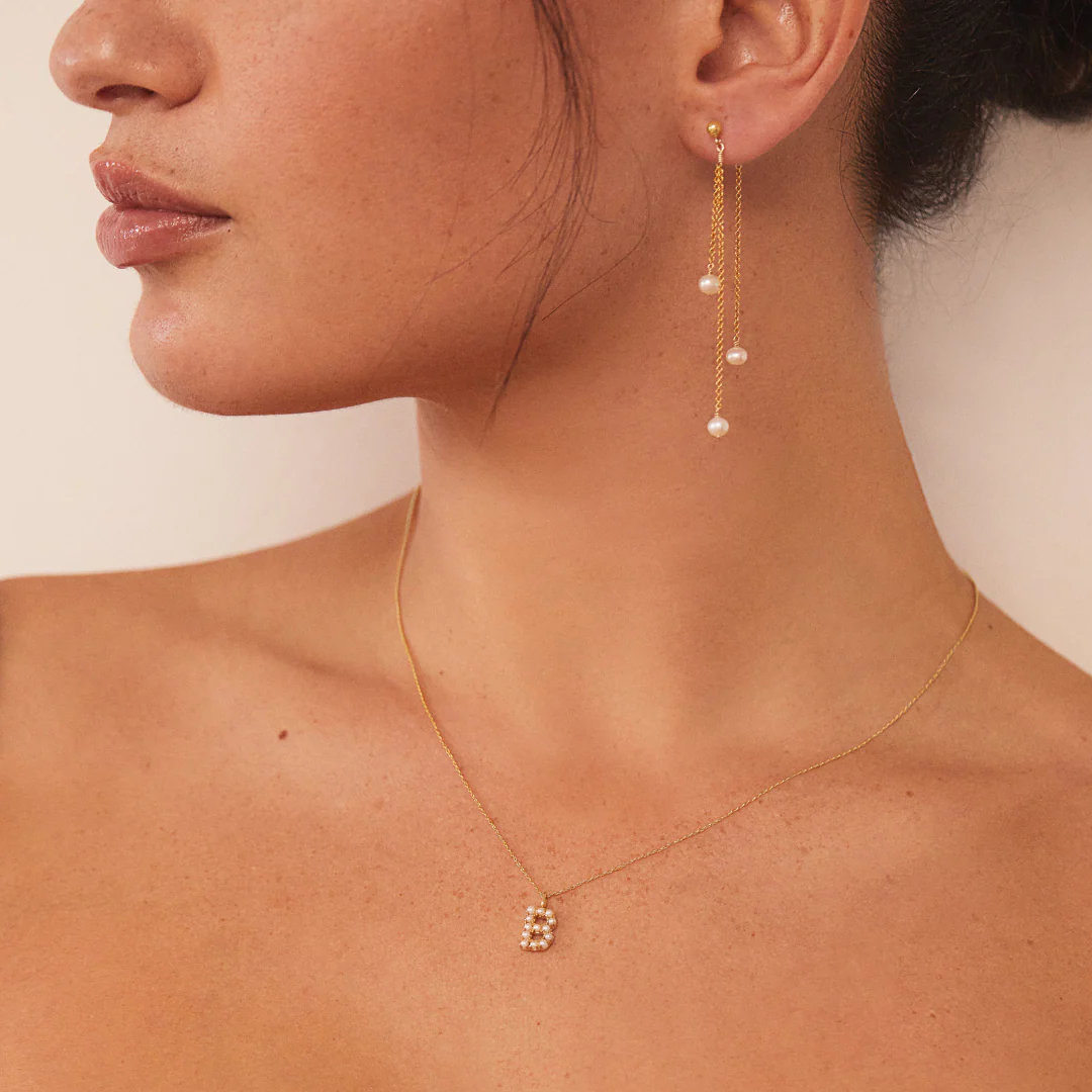 Gold Layered Pearl Drop Earrings - Image 4