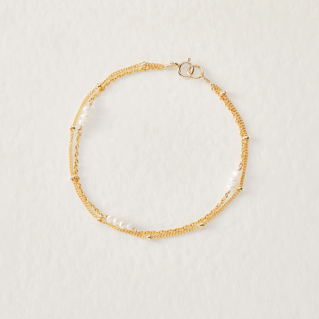 Gold Layered Satellite Mini Pearl Bracelet - Image 5