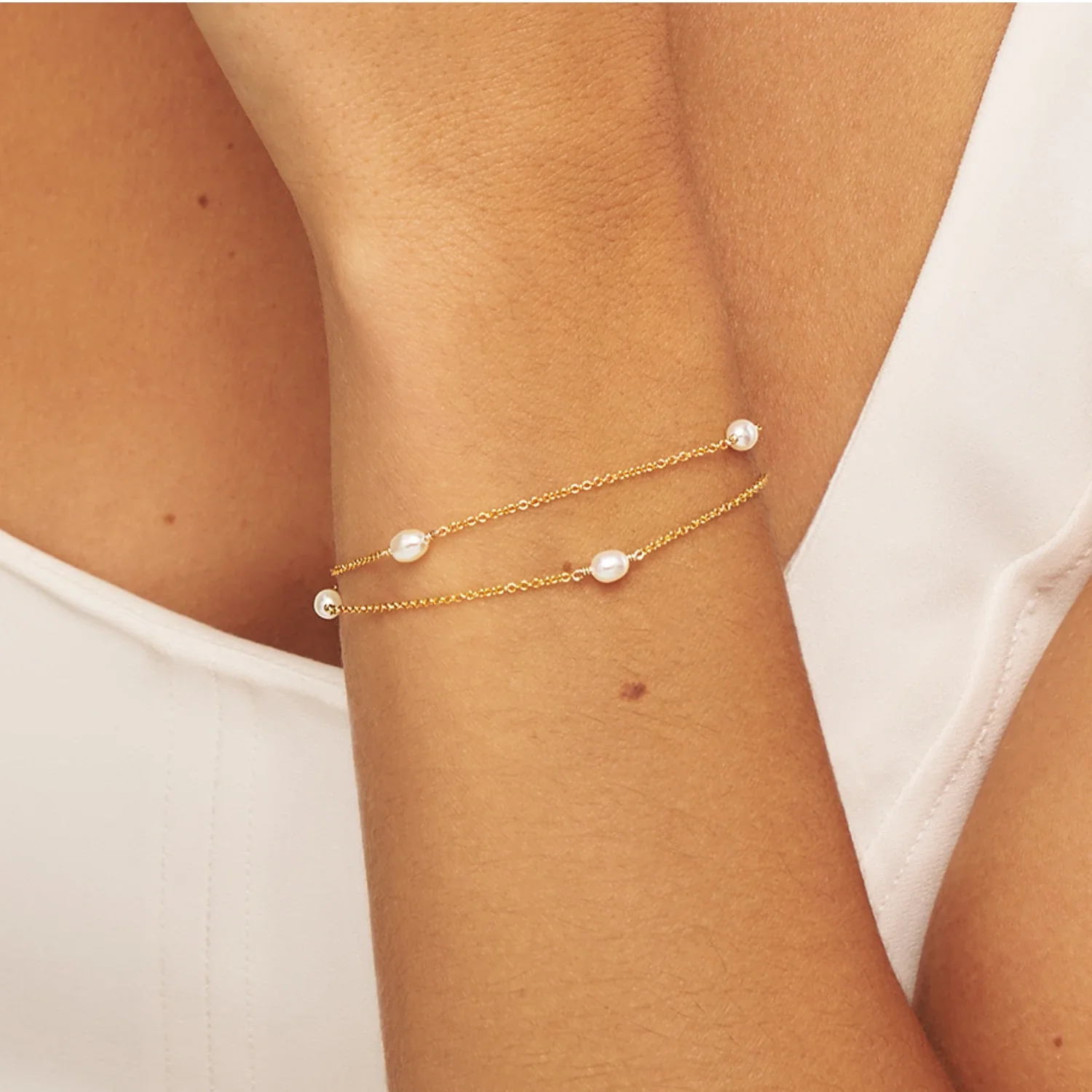 Gold Layered Seed Pearl Bracelet - Image 2