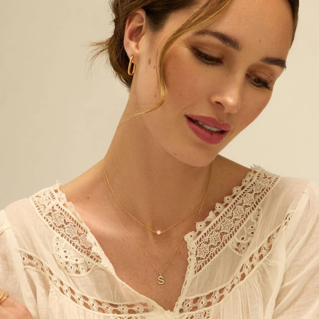 Gold Long Thin Plain Rectangle Hoop Earrings - Image 5