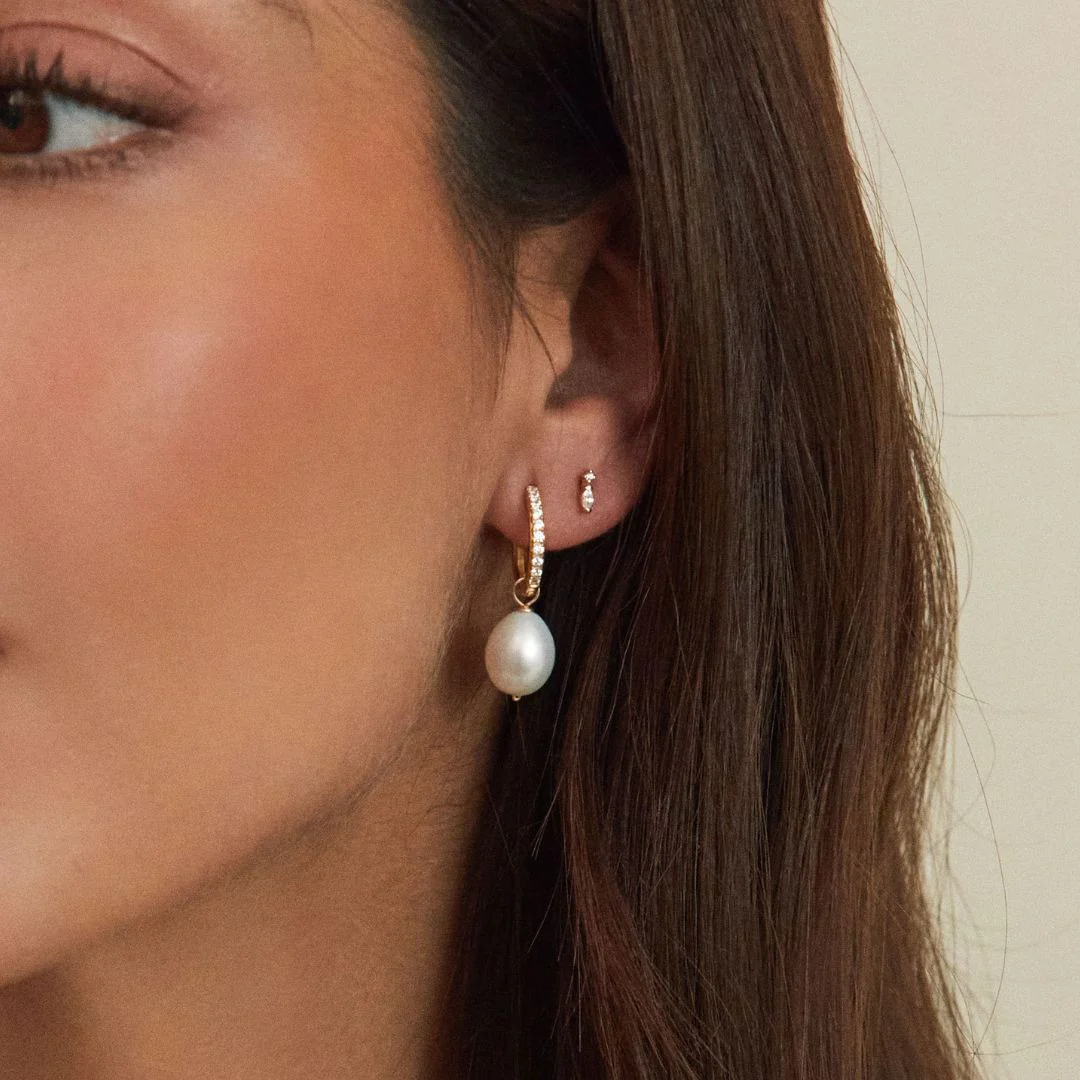Gold Marquise Diamond Stud Earrings - Image 6