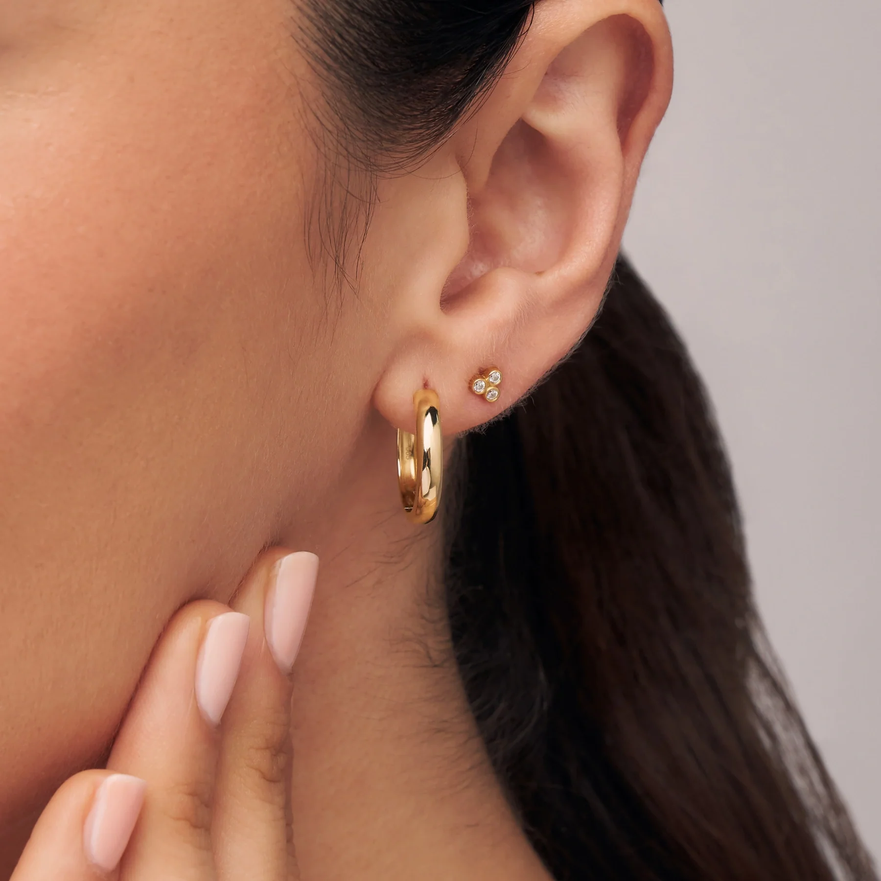Gold Medium Hoop Earrings - Image 2
