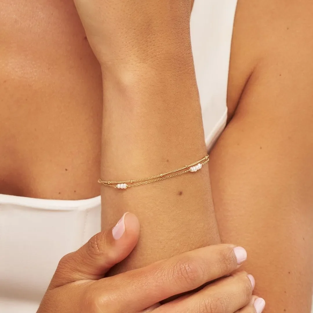 Gold Mini Pearl Bracelet - Image 3