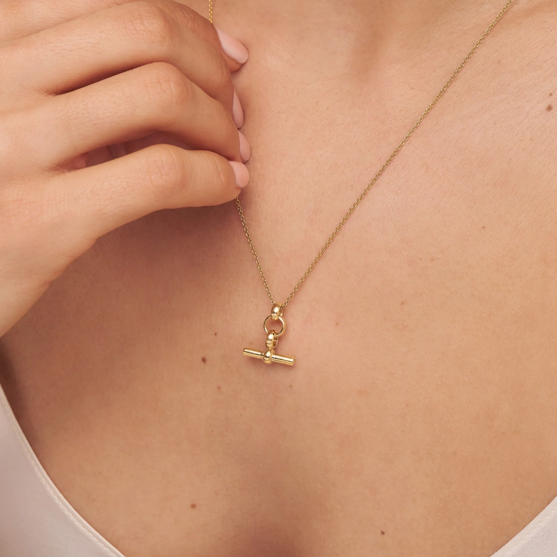 Gold Mini T-Bar Necklace - Image 2