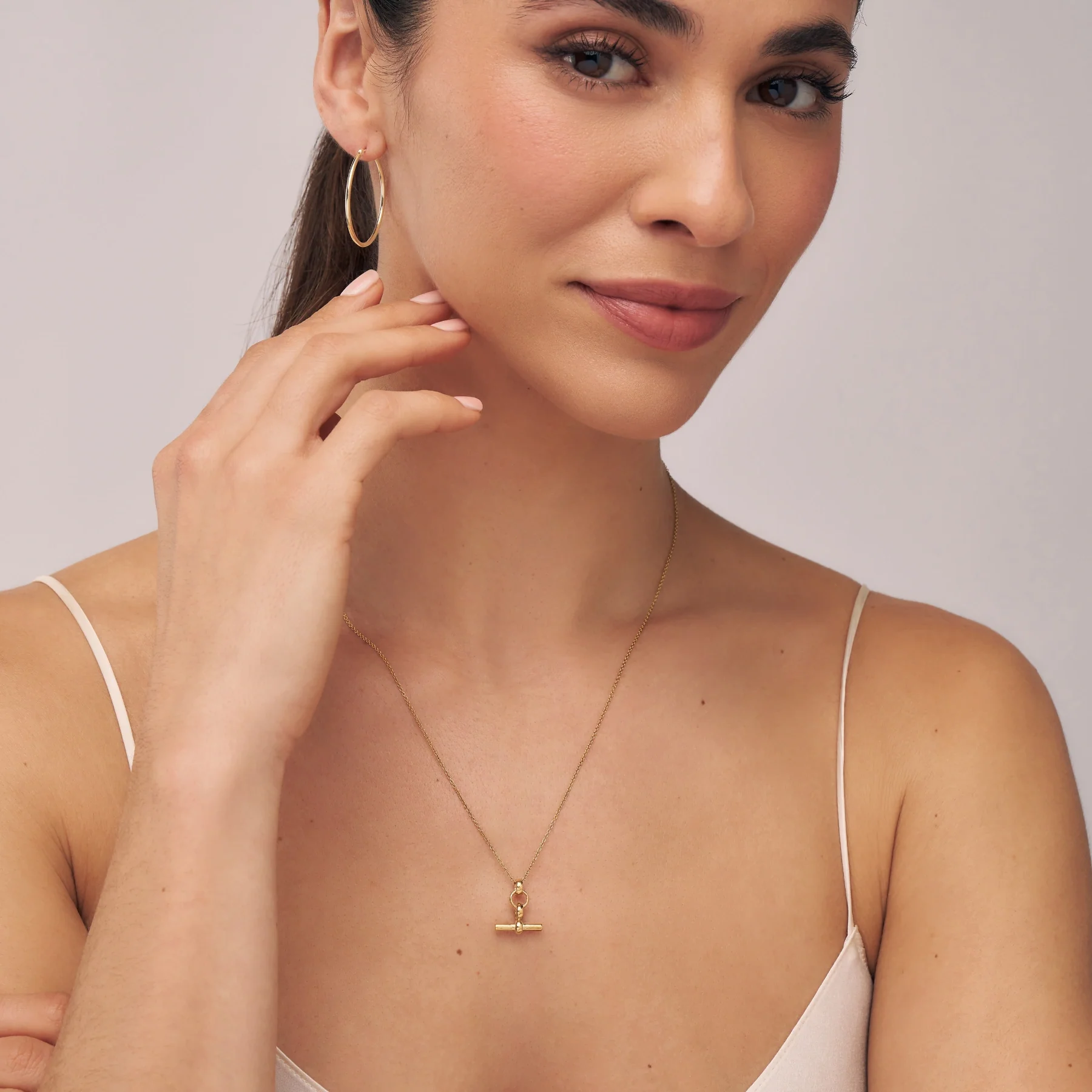 Gold Mini T-Bar Necklace - Image 3