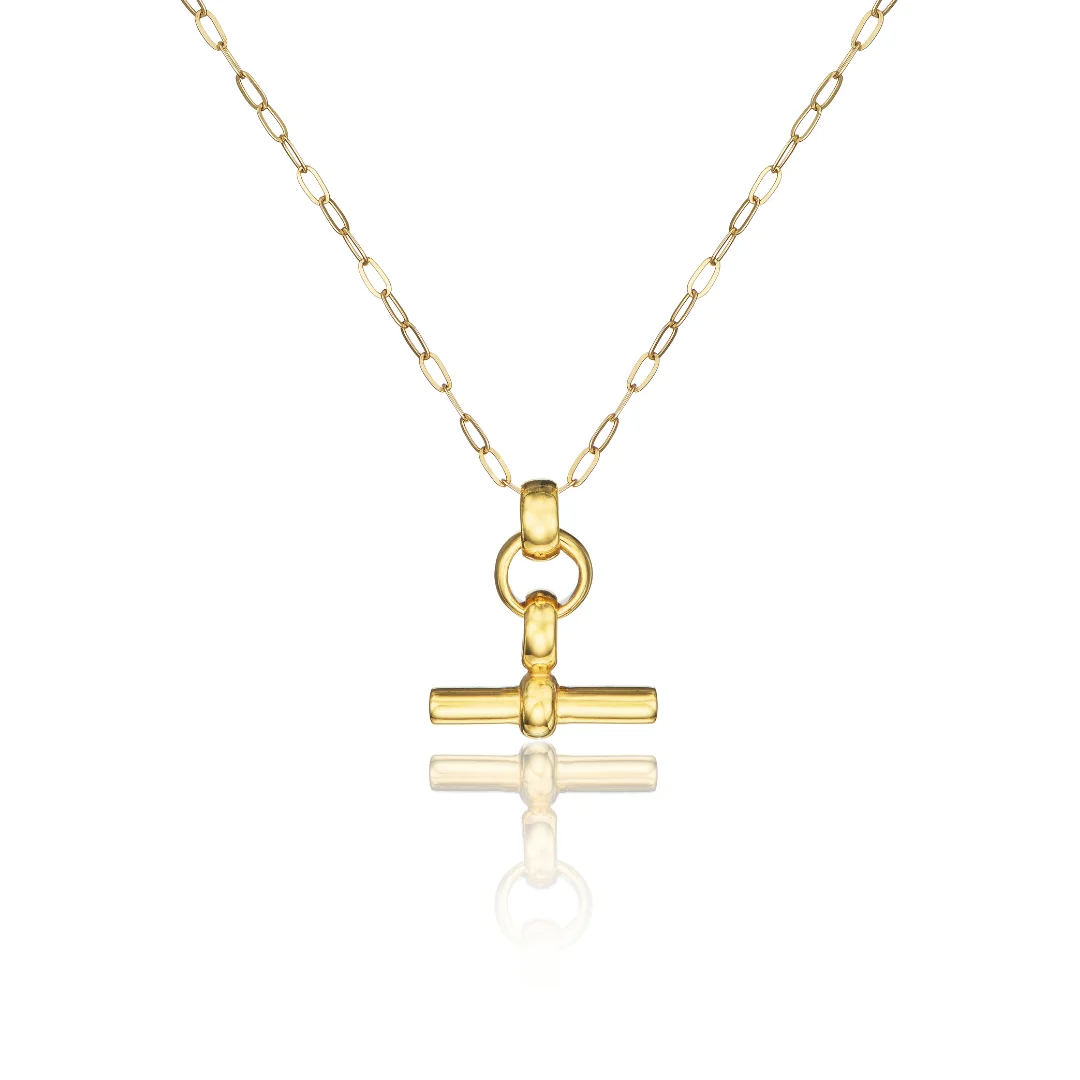 Gold Mini T-Bar Necklace - Image 4