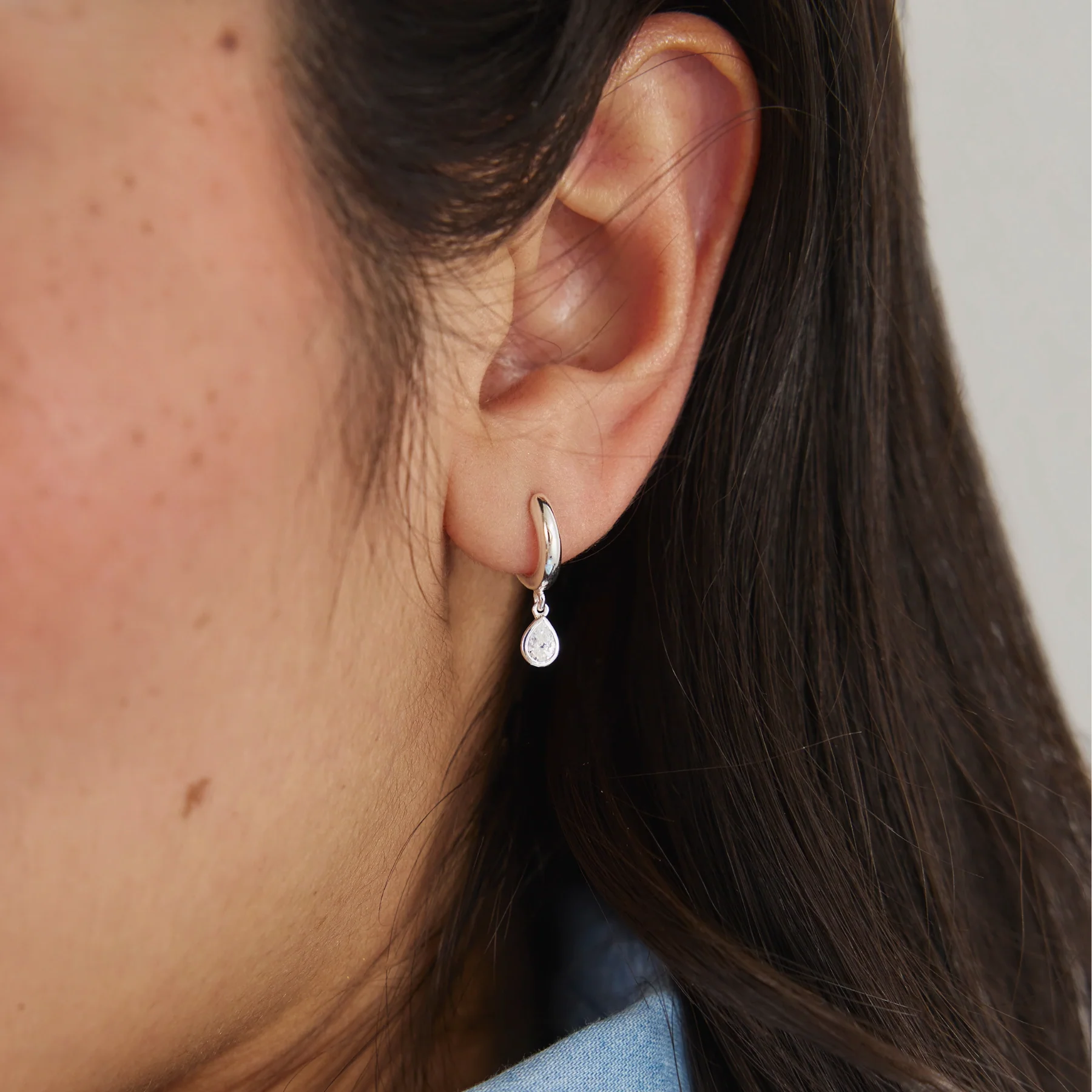 Gold Mini Teardrop Huggie Hoop Earrings - Image 2