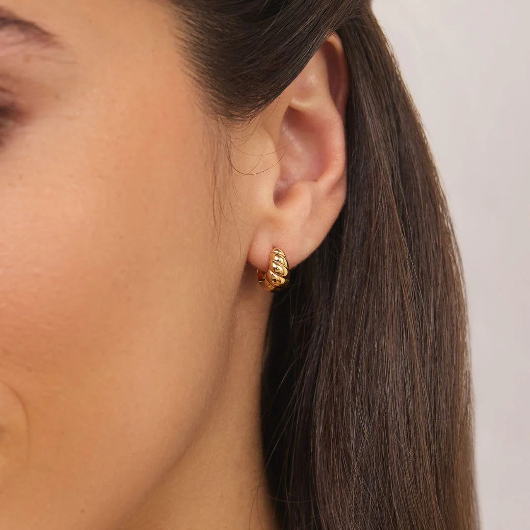 Gold Mini Twisted Hoop Earrings - Image 2
