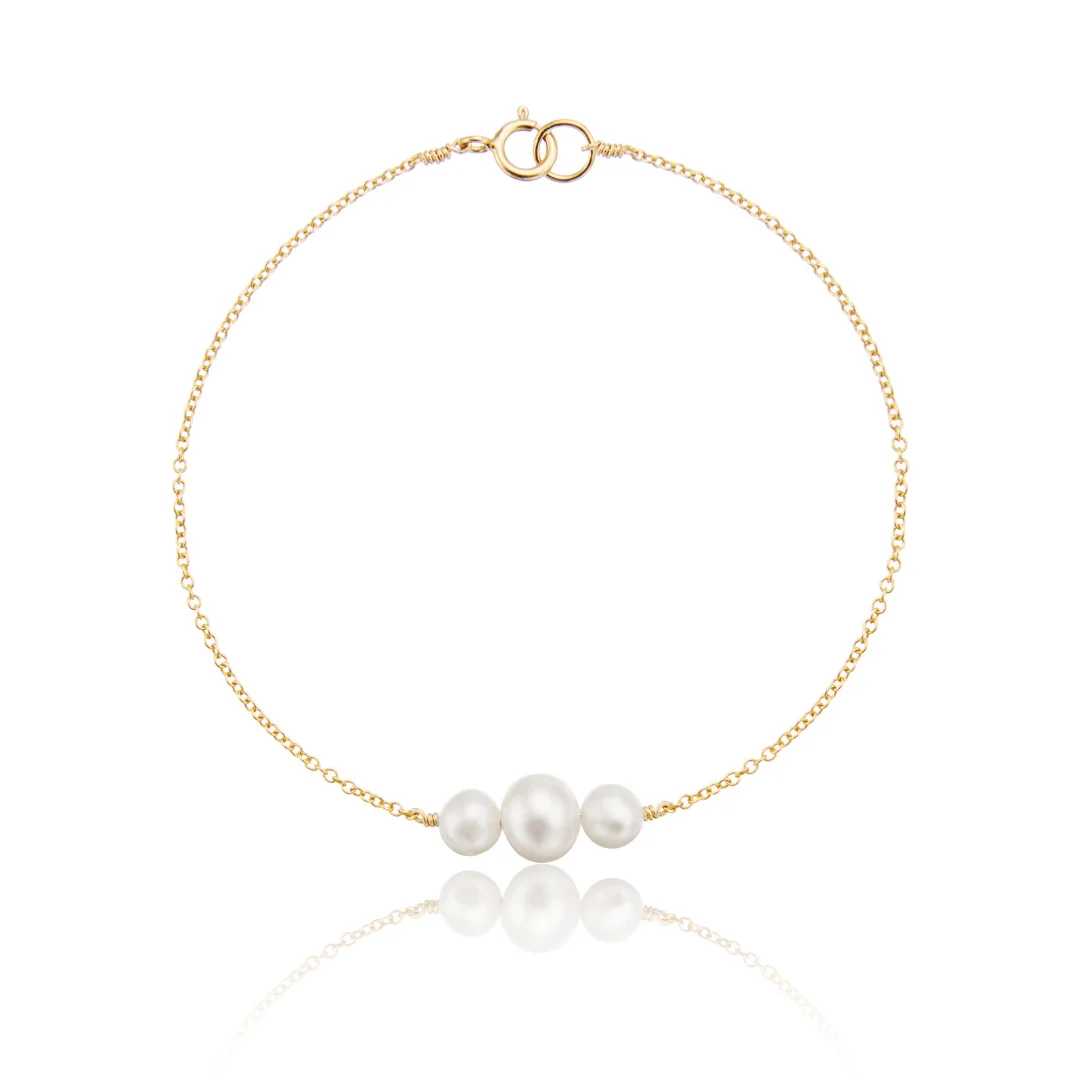 Gold Multi Pearl Cluster Bracelet