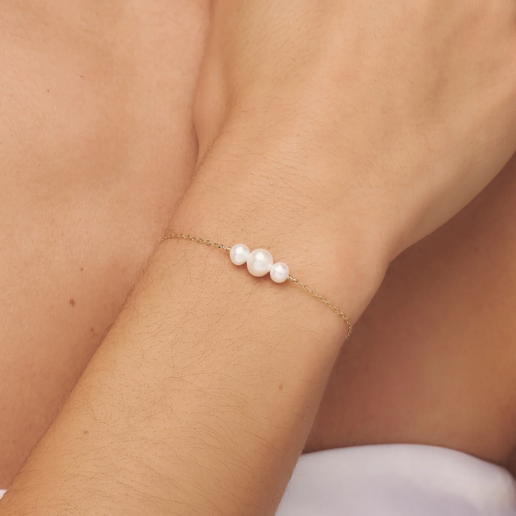 Gold Multi Pearl Cluster Bracelet - Image 2