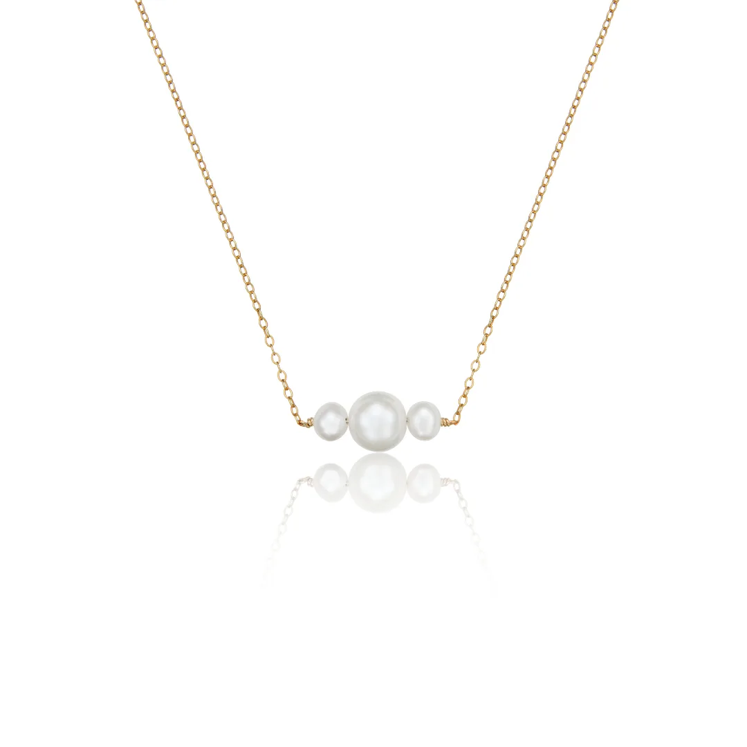 Gold Multi Pearl Cluster Necklace