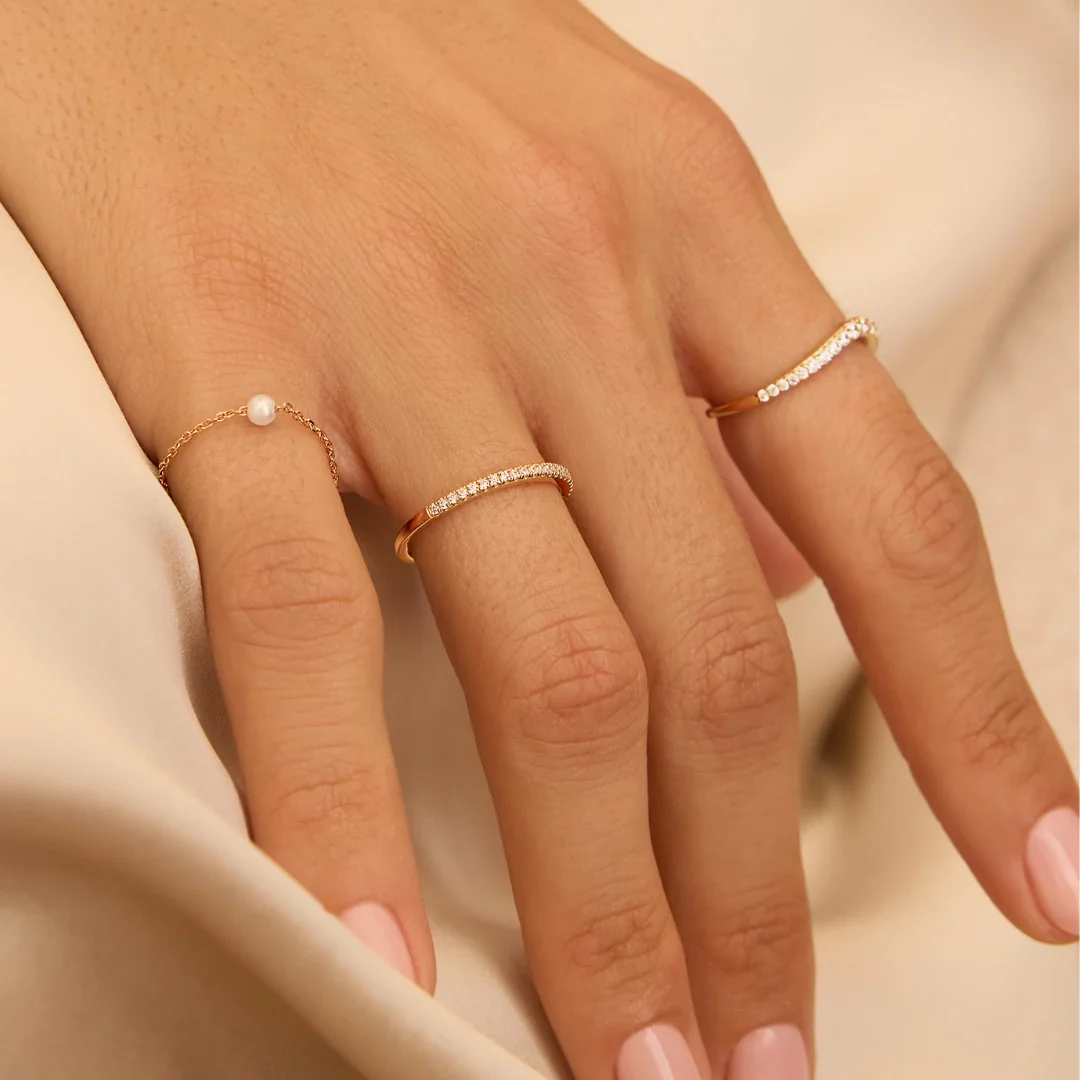 Gold Diamond Style Curve Ring - Image 7