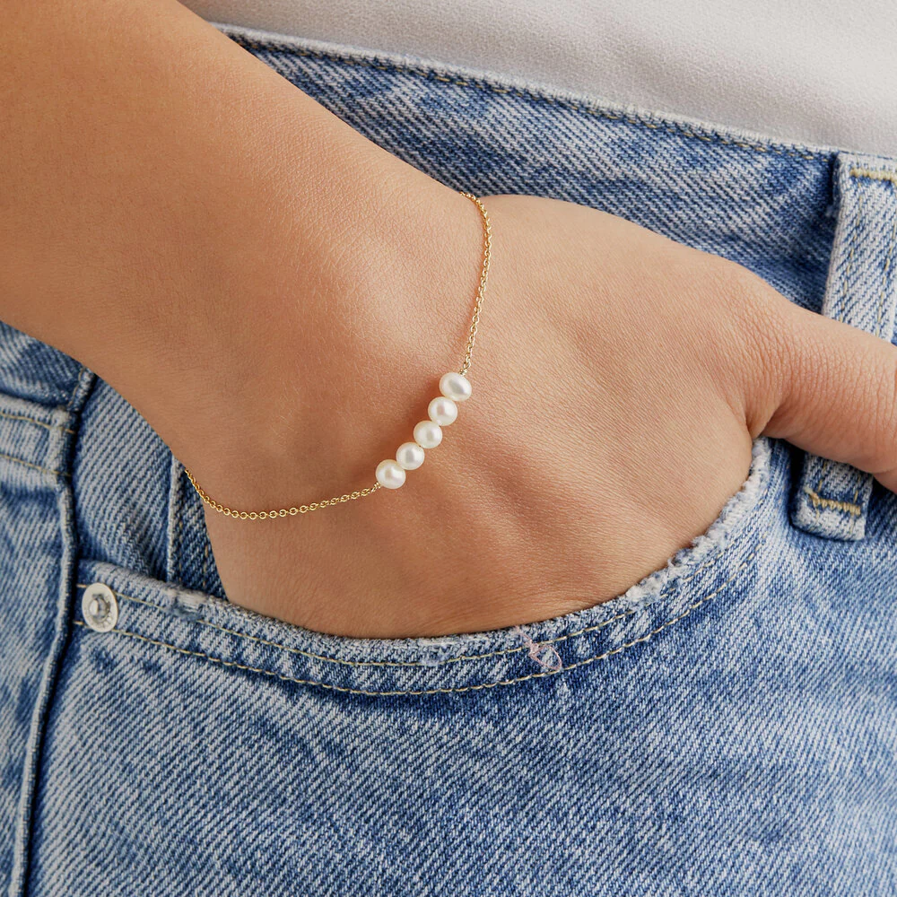 Gold Pearl Cluster Bracelet - Image 4