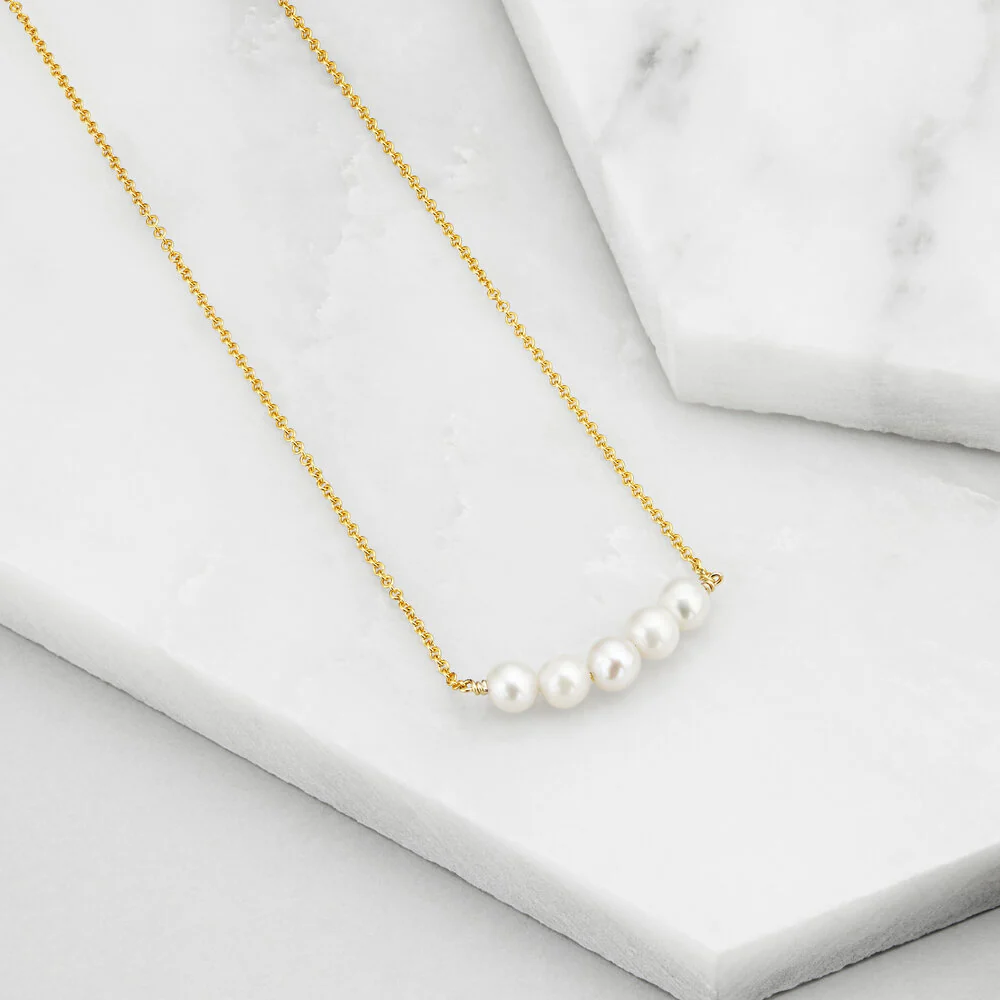 Gold Pearl Cluster Necklace - Image 5