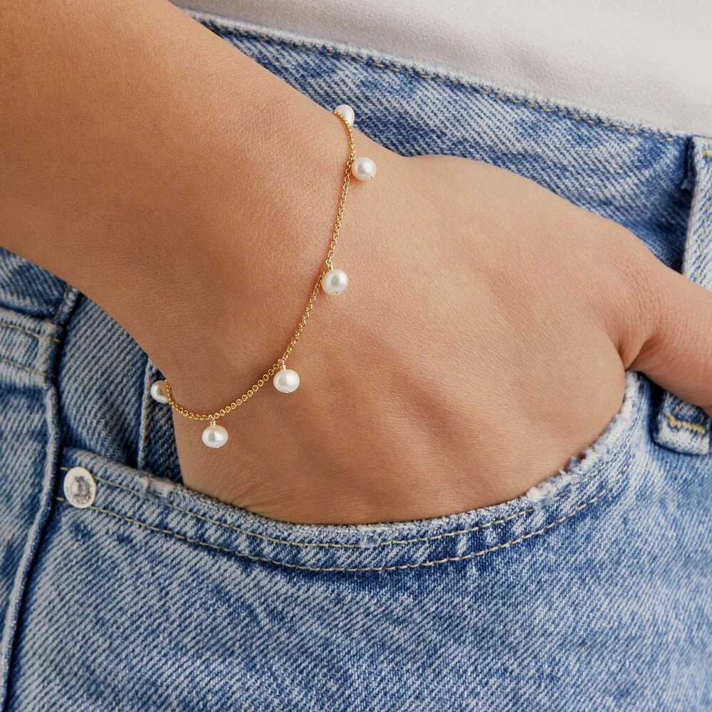 Gold Pearl Drop Bracelet - Image 2