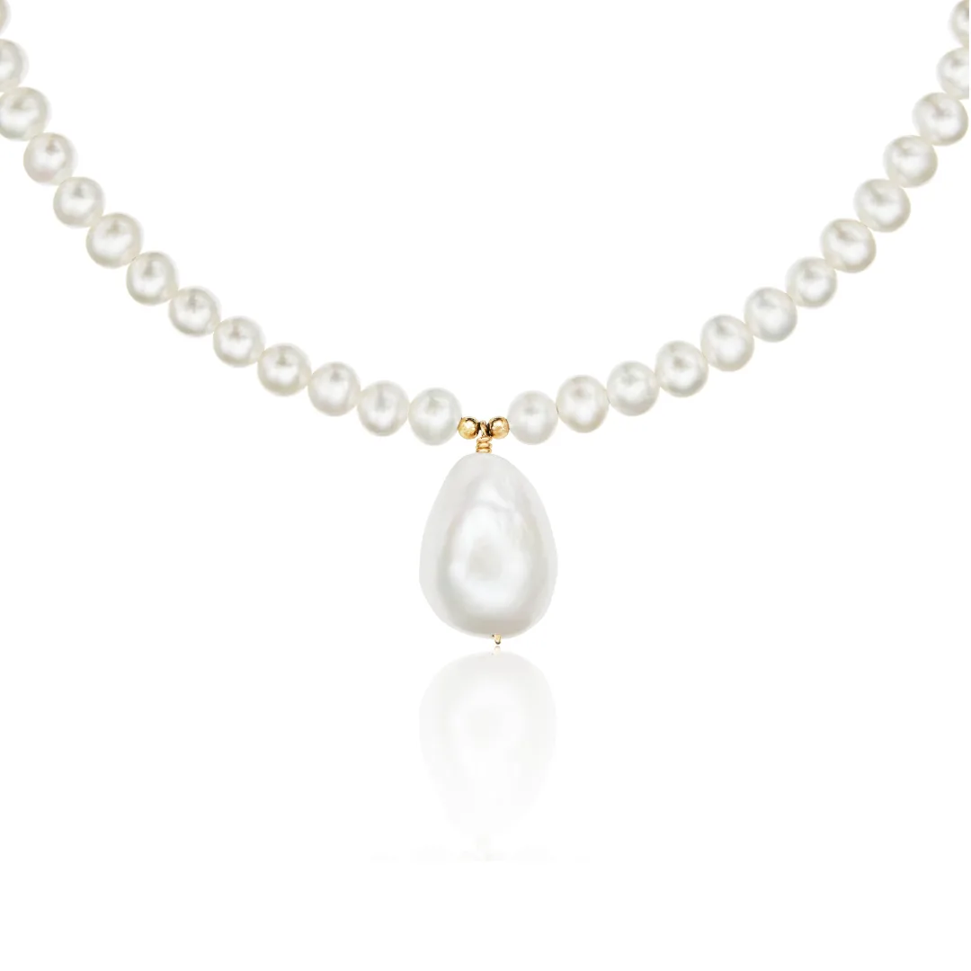 Gold Pearl with Baroque Drop Necklace - Image 7