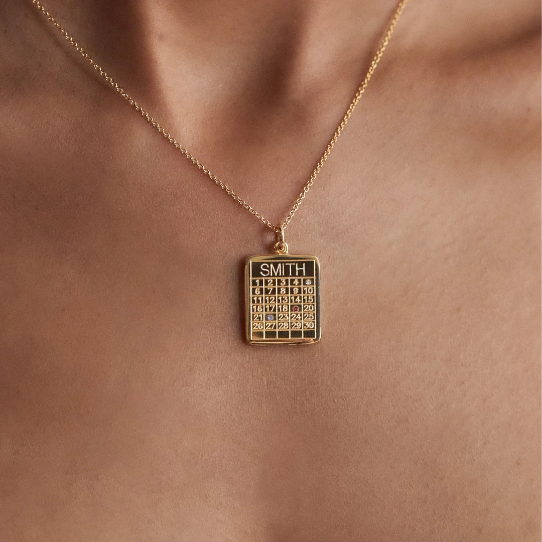 Gold Personalised Family Calendar Necklace - Image 5