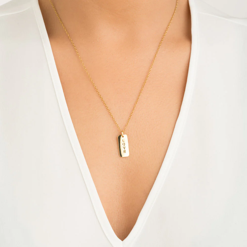 Gold Personalised Tag Necklace - Image 2