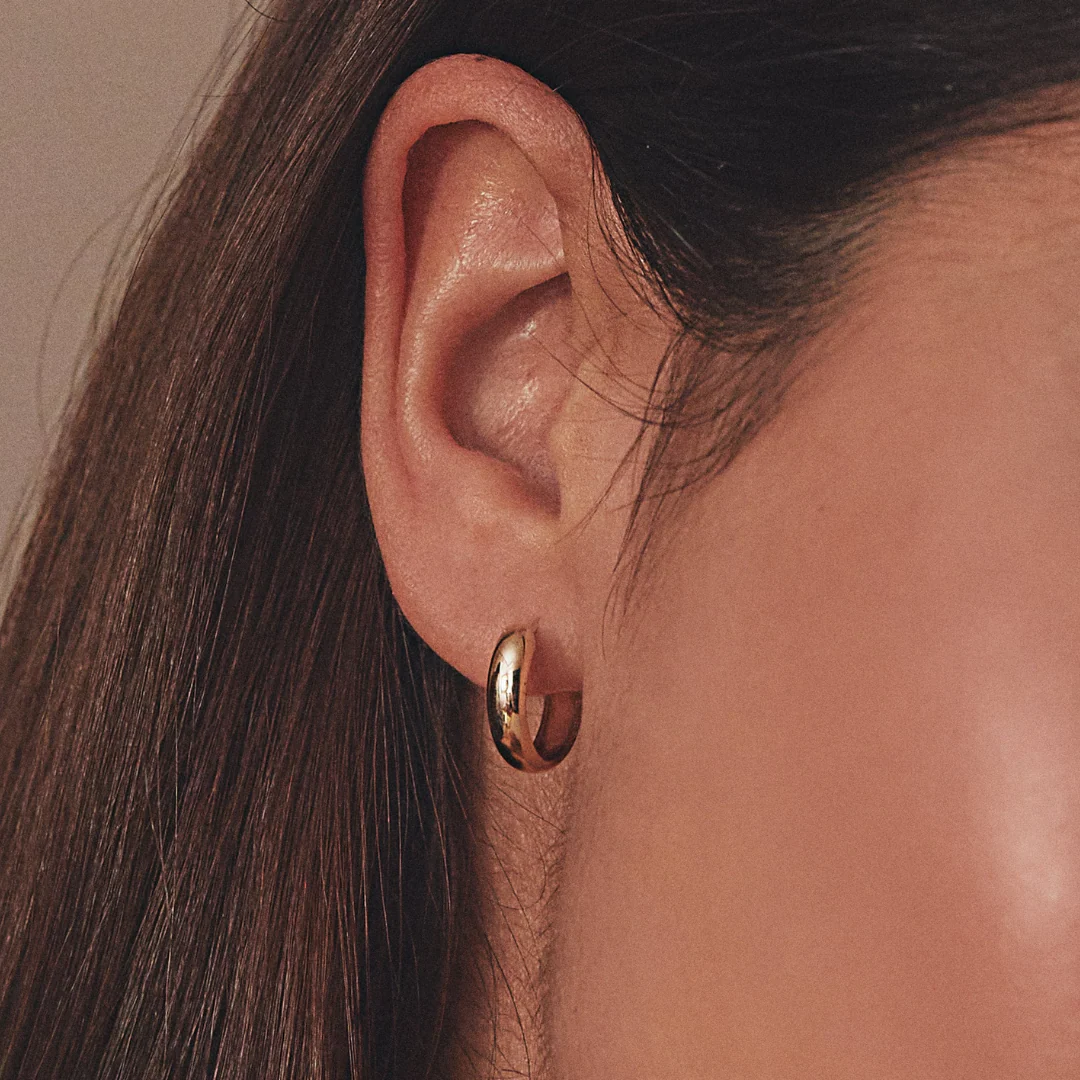 Gold Plain Hoop Earrings - Image 3