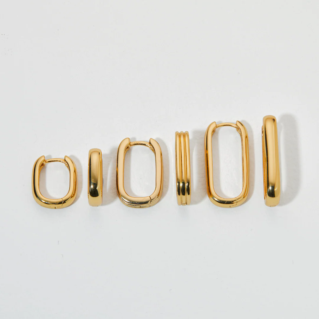 Gold Ribbed Pearl Drop Hoop Earrings - Image 6
