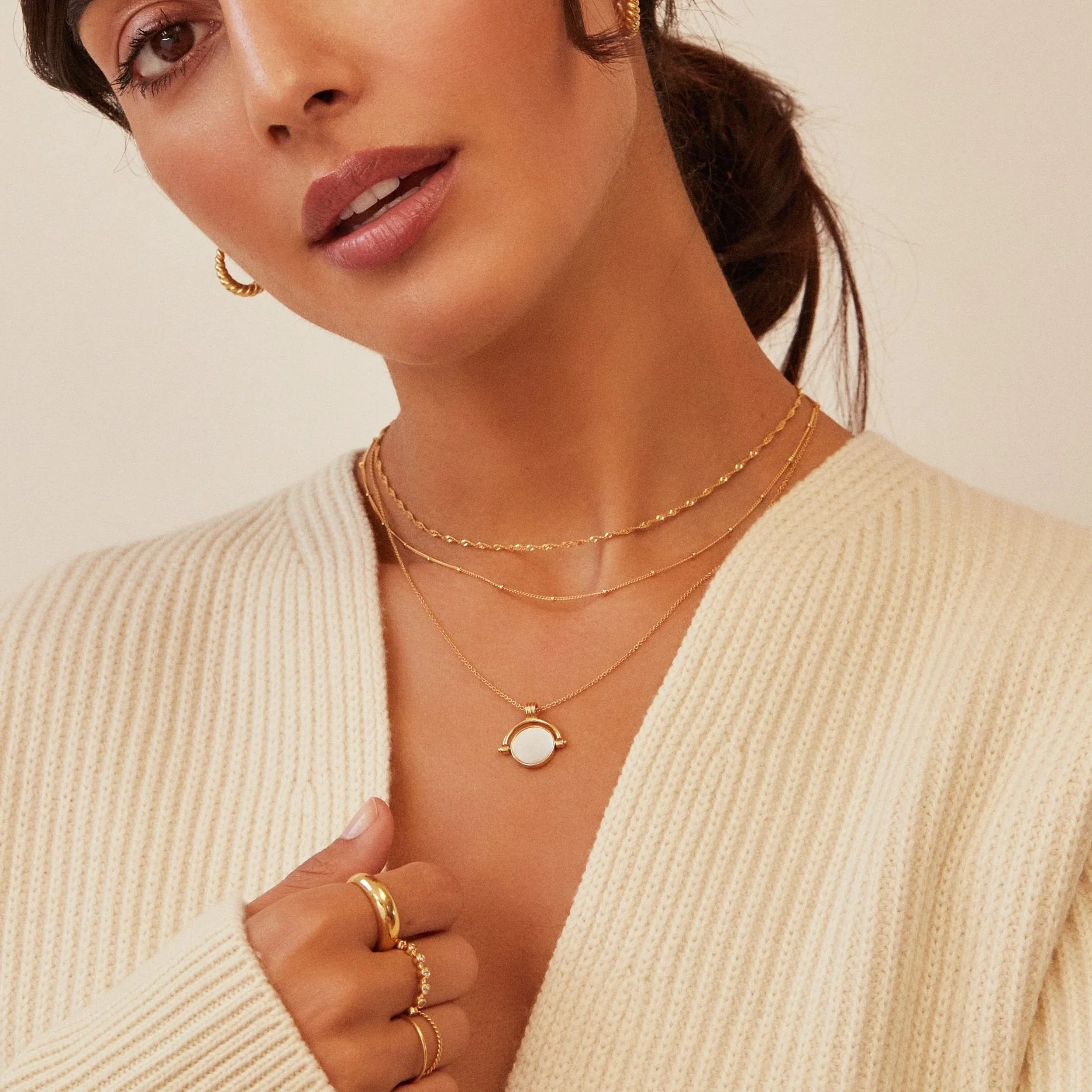 Gold Satellite Chain Necklace - Image 4