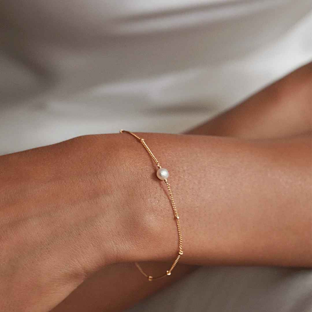 Gold Satellite Pearl Bracelet - Image 2