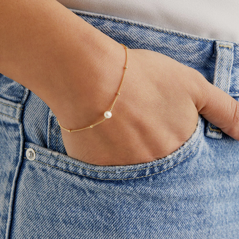 Gold Satellite Pearl Bracelet - Image 3