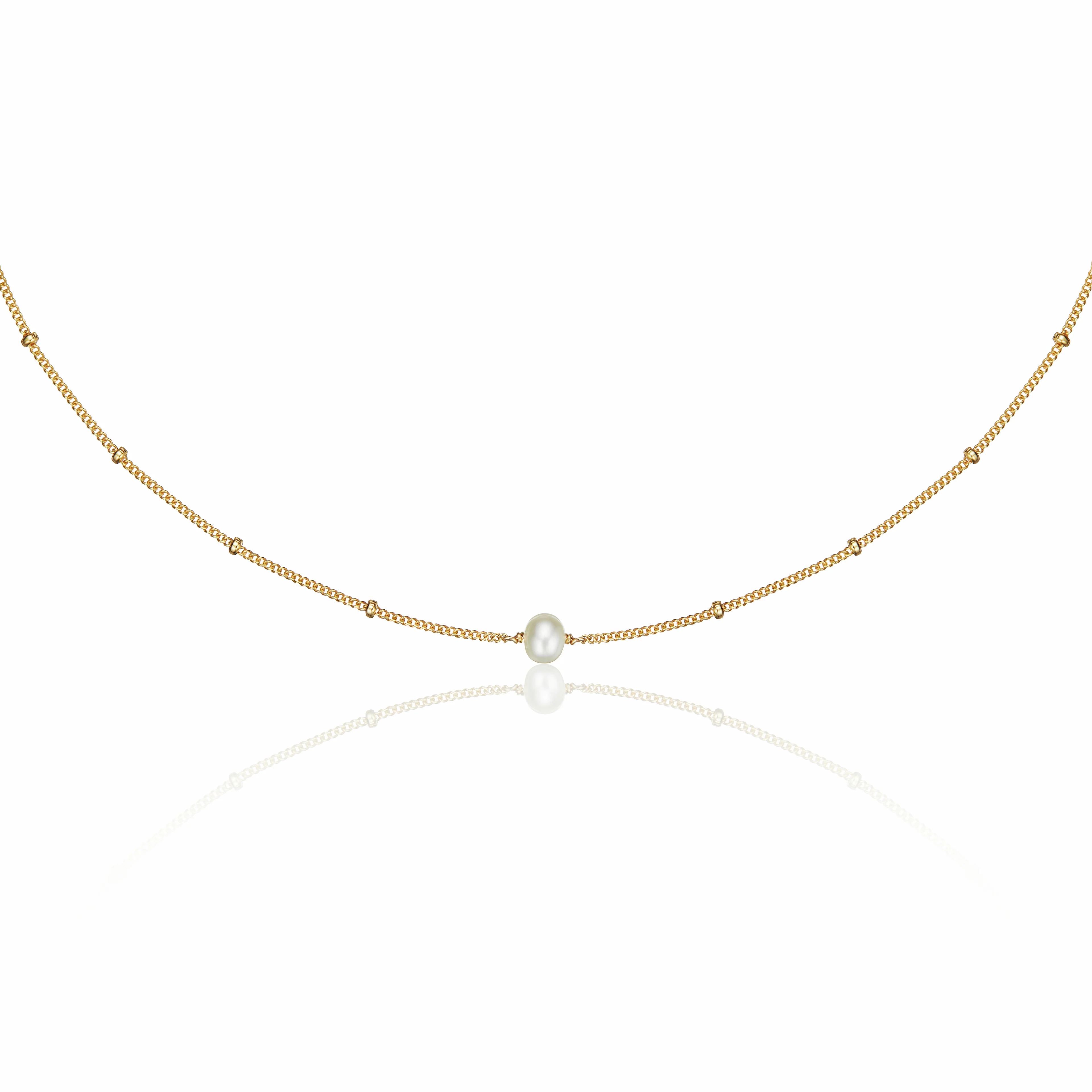 Gold Satellite Single Pearl Choker