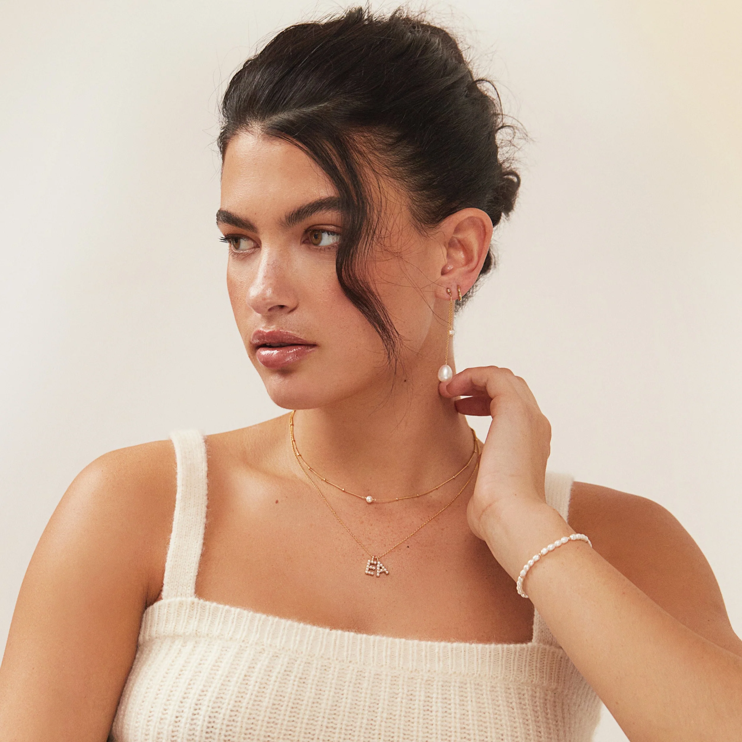 Gold Satellite Single Pearl Choker - Image 3
