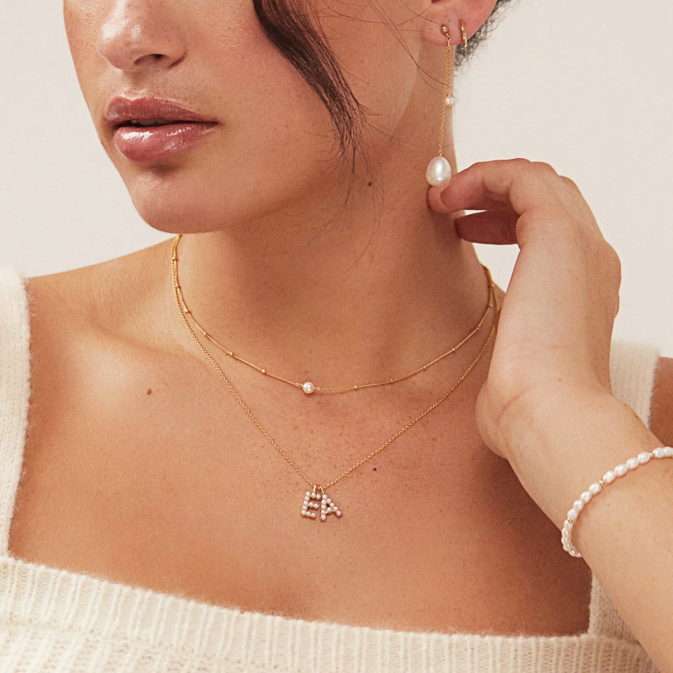 Gold Satellite Single Pearl Choker - Image 4