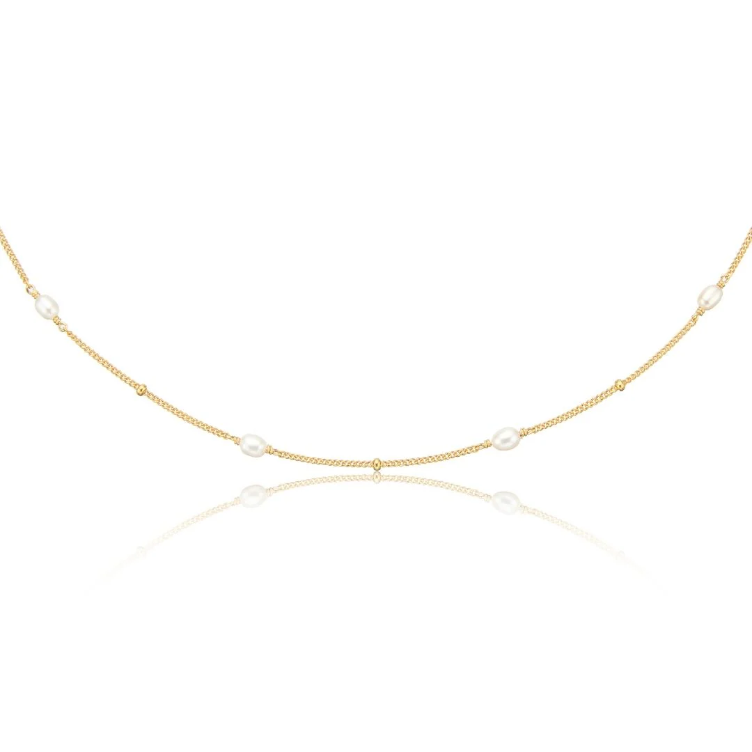 Gold Seed Pearl Satellite Choker