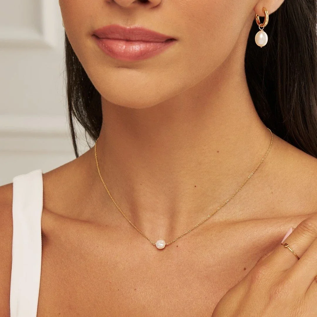 Gold Single Baroque Pearl Choker - Image 3