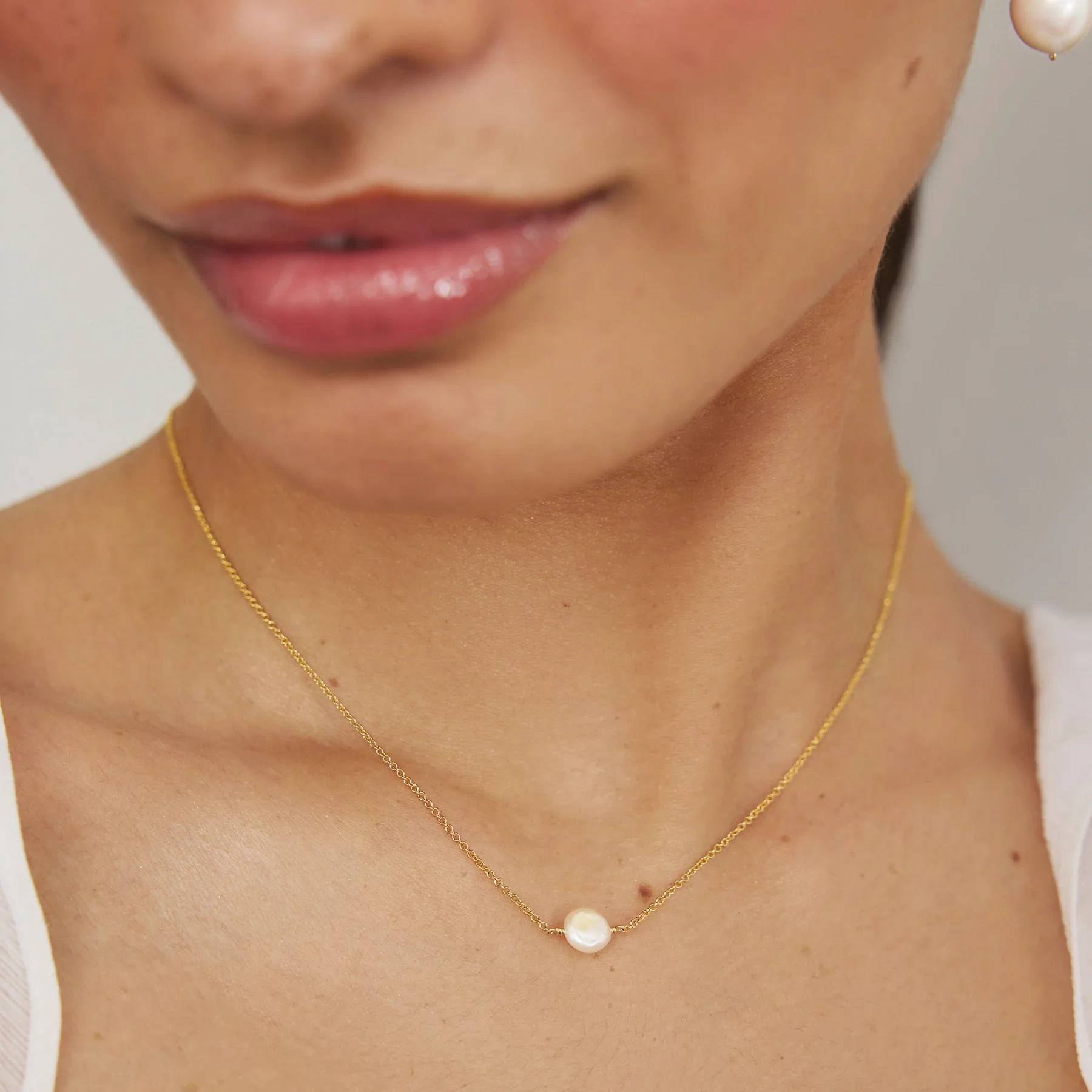 Gold Single Baroque Pearl Choker - Image 4