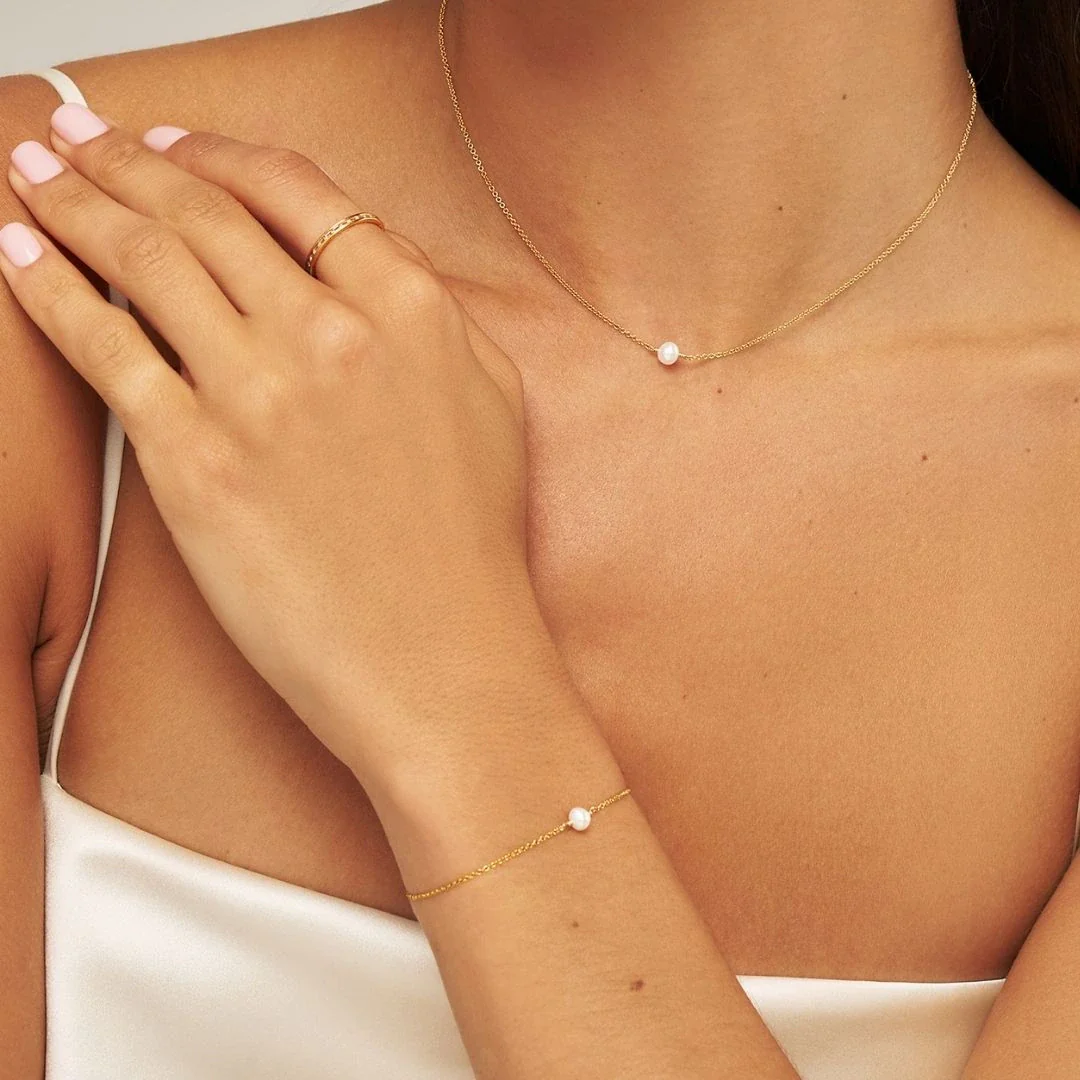 Gold Single Pearl Choker - Image 3