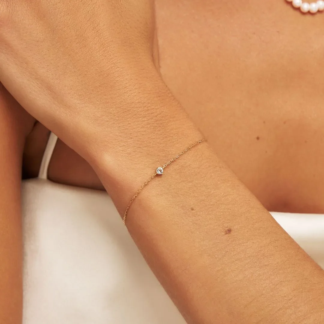 Gold Small Birthstone Pendant Bracelet - Image 2