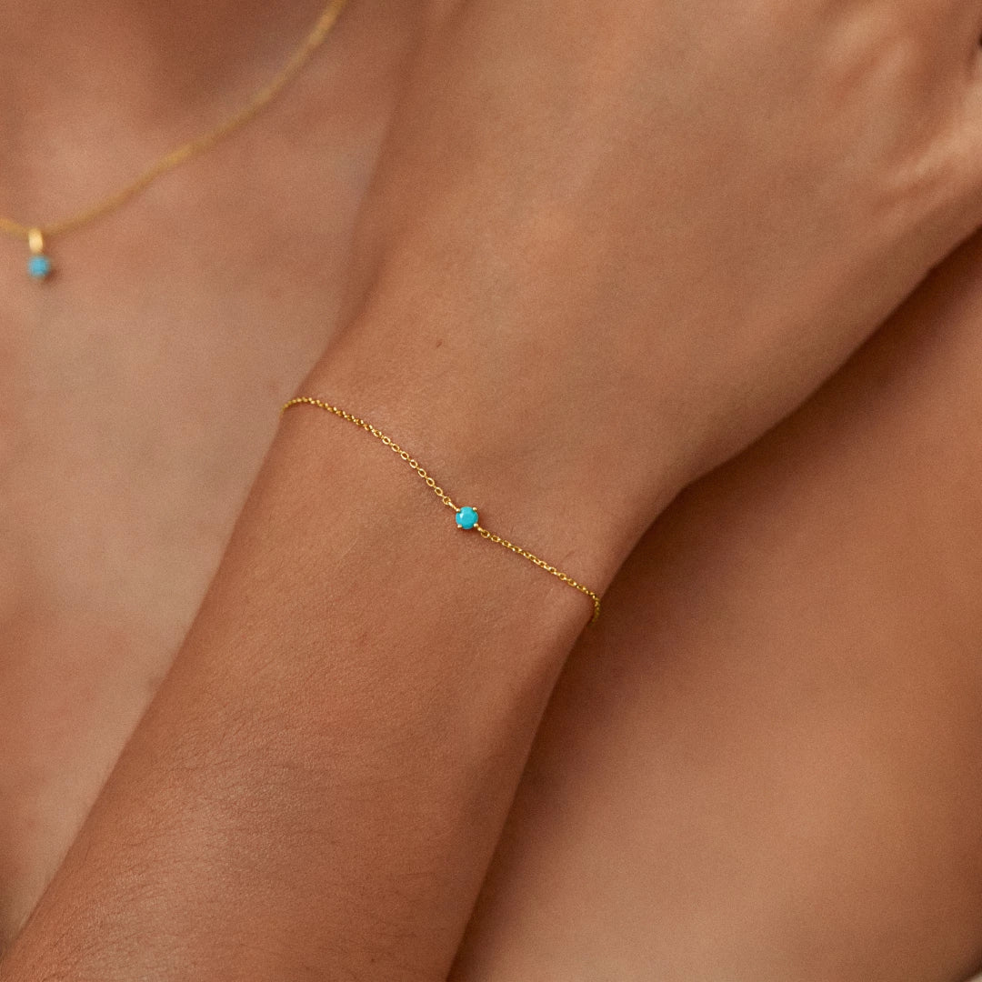 Gold Small Birthstone Pendant Bracelet - Image 5