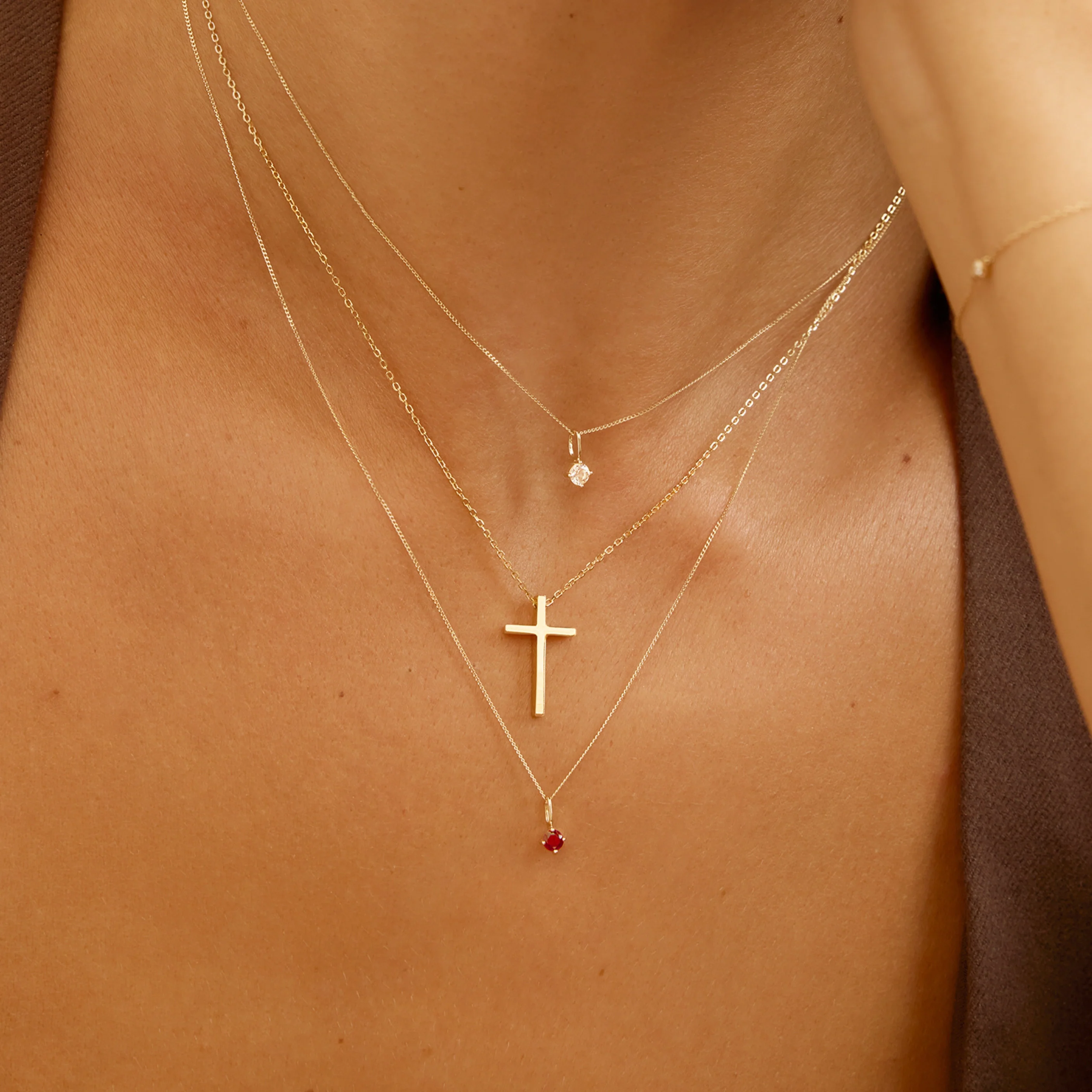 Gold Small Birthstone Pendant Necklace - Image 2