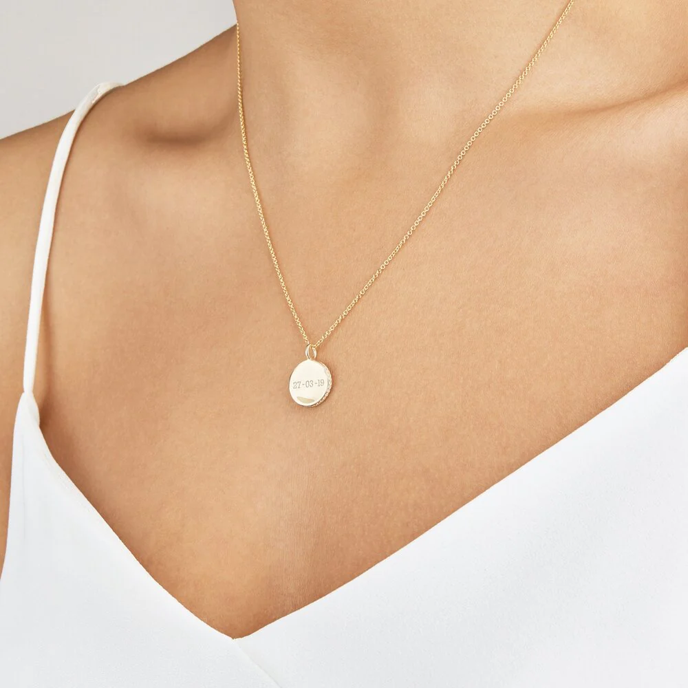 Gold Small Diamond Style Disc Necklace - Image 2