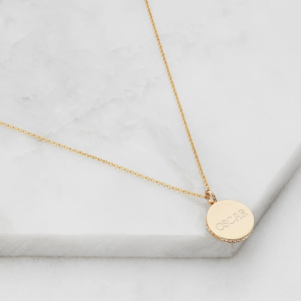 Gold Small Diamond Style Disc Necklace - Image 3