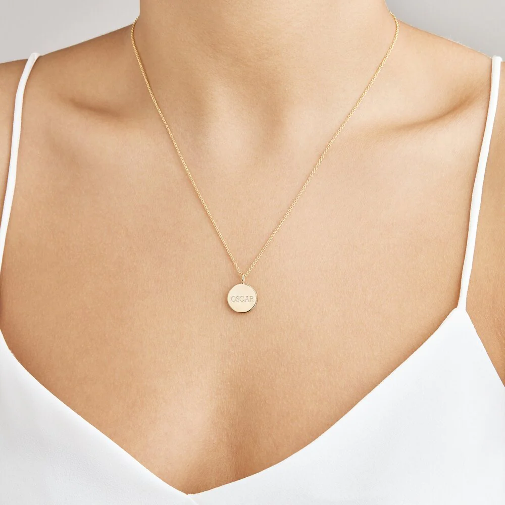 Gold Small Diamond Style Disc Necklace - Image 8