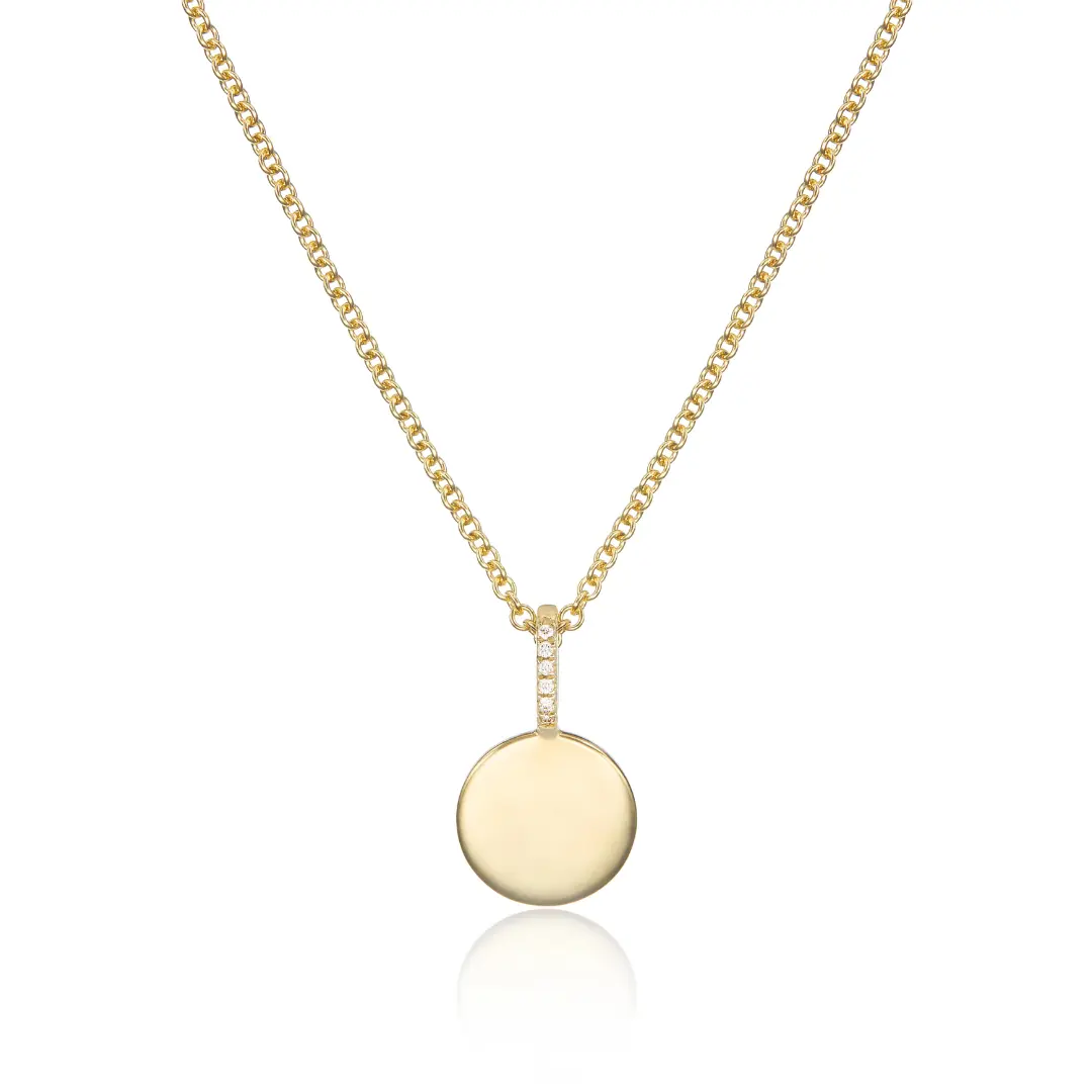 Gold Small Diamond Style Personalised Disc Necklace - Image 6