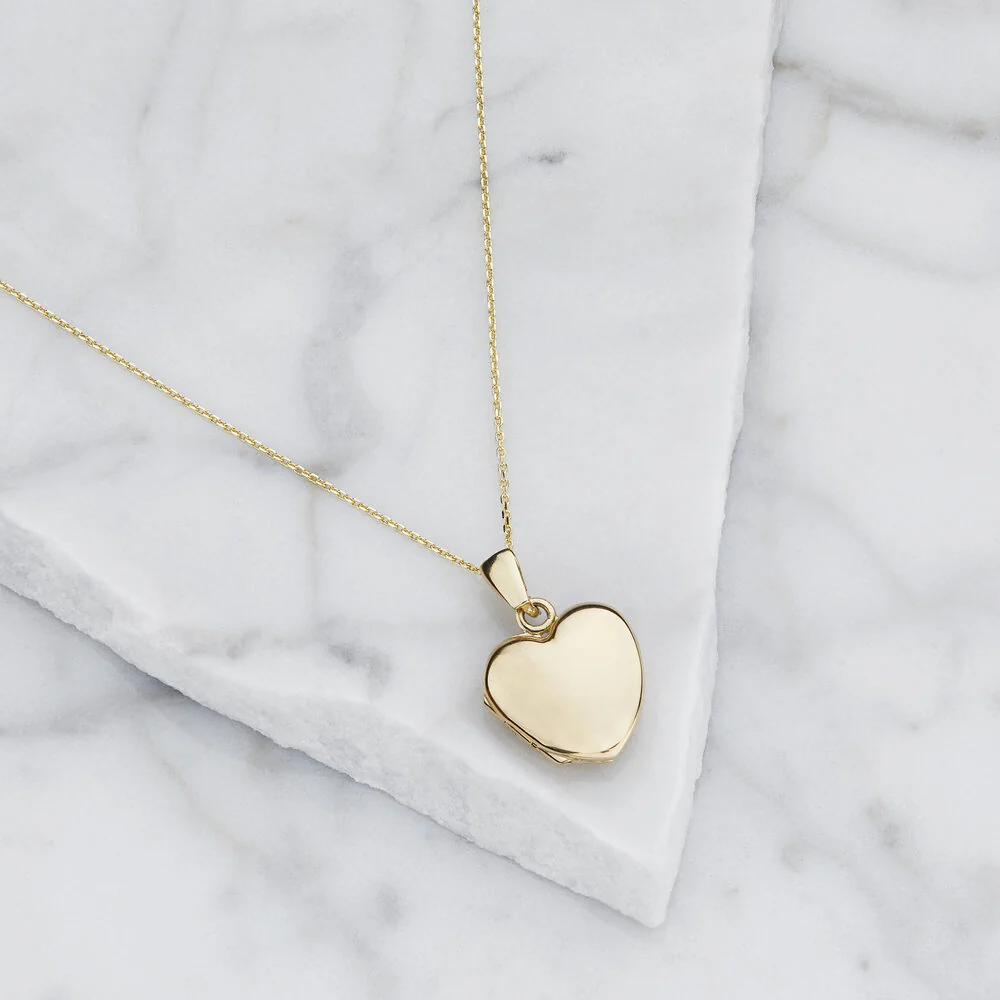 Solid Gold Small Heart Locket Necklace - Image 3