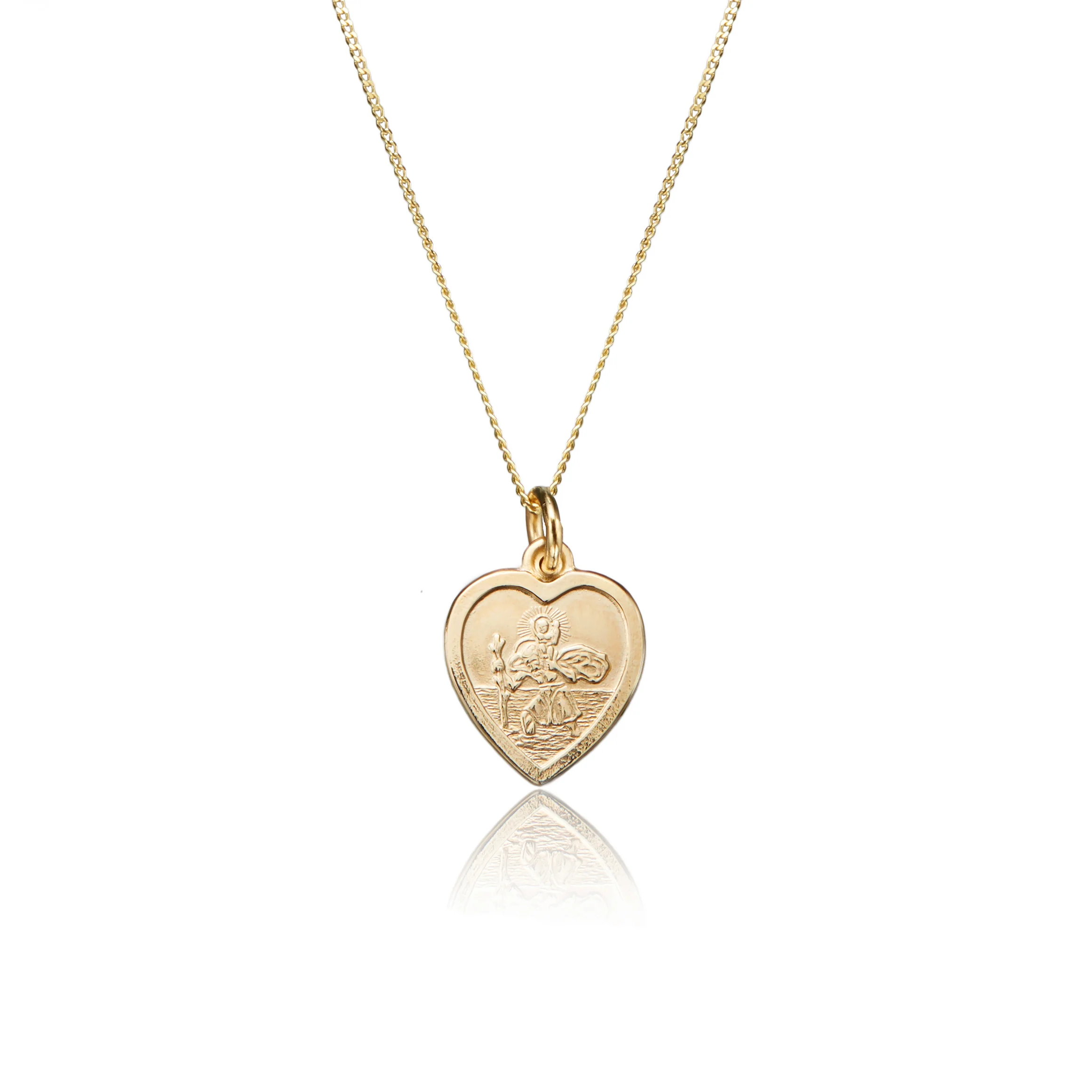Gold Small Heart St Christopher Necklace