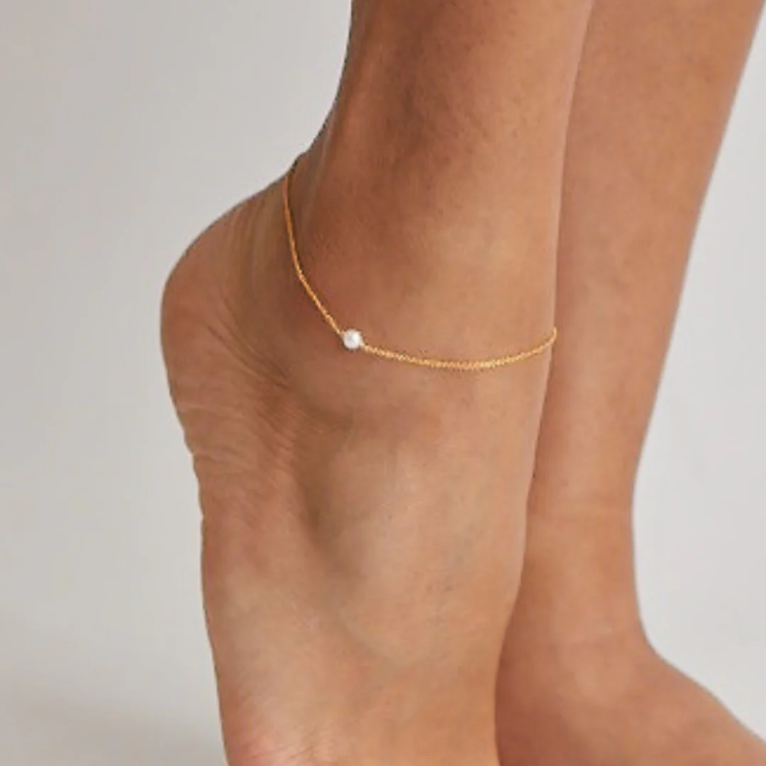 Gold Small Pearl Anklet - Image 3