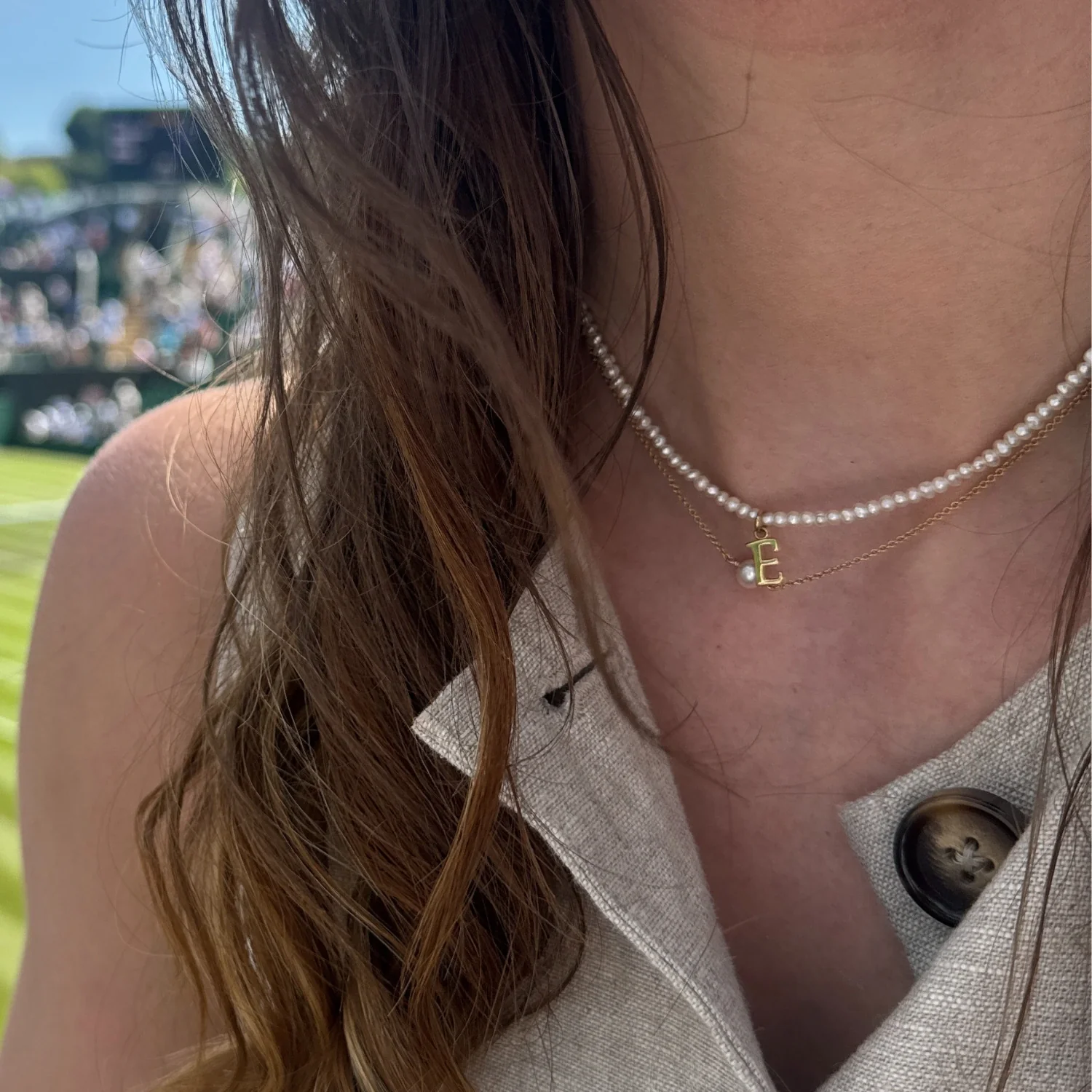 Gold Small Pearl Initial Letter Choker - Image 8