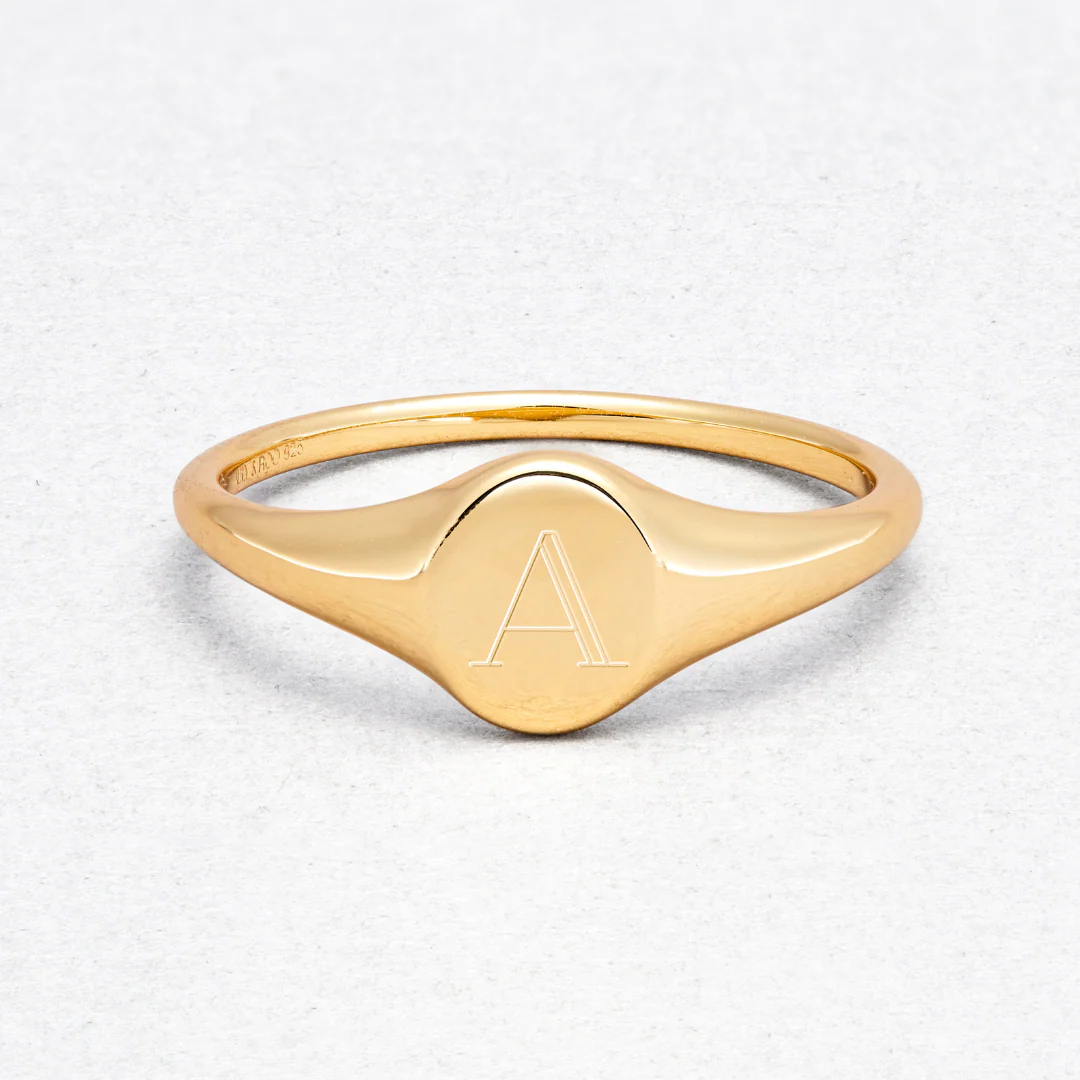 Gold Small Personalised Signet Ring - Image 4