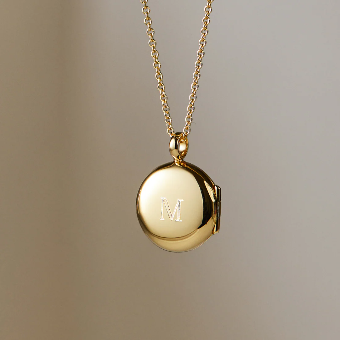 Gold Small Round Diamond Locket Necklace - Image 10