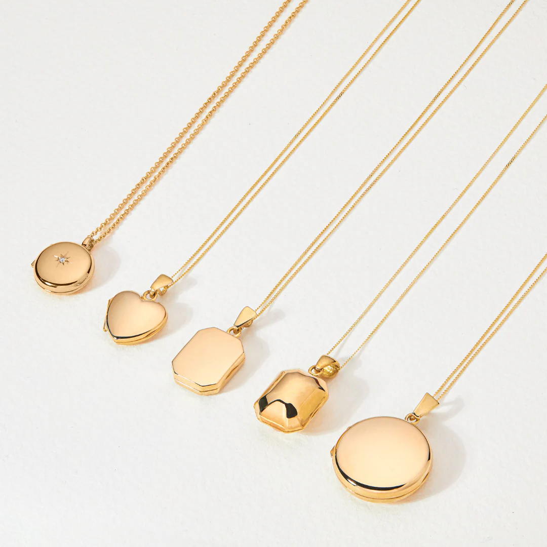 Gold Small Round Diamond Locket Necklace - Image 11