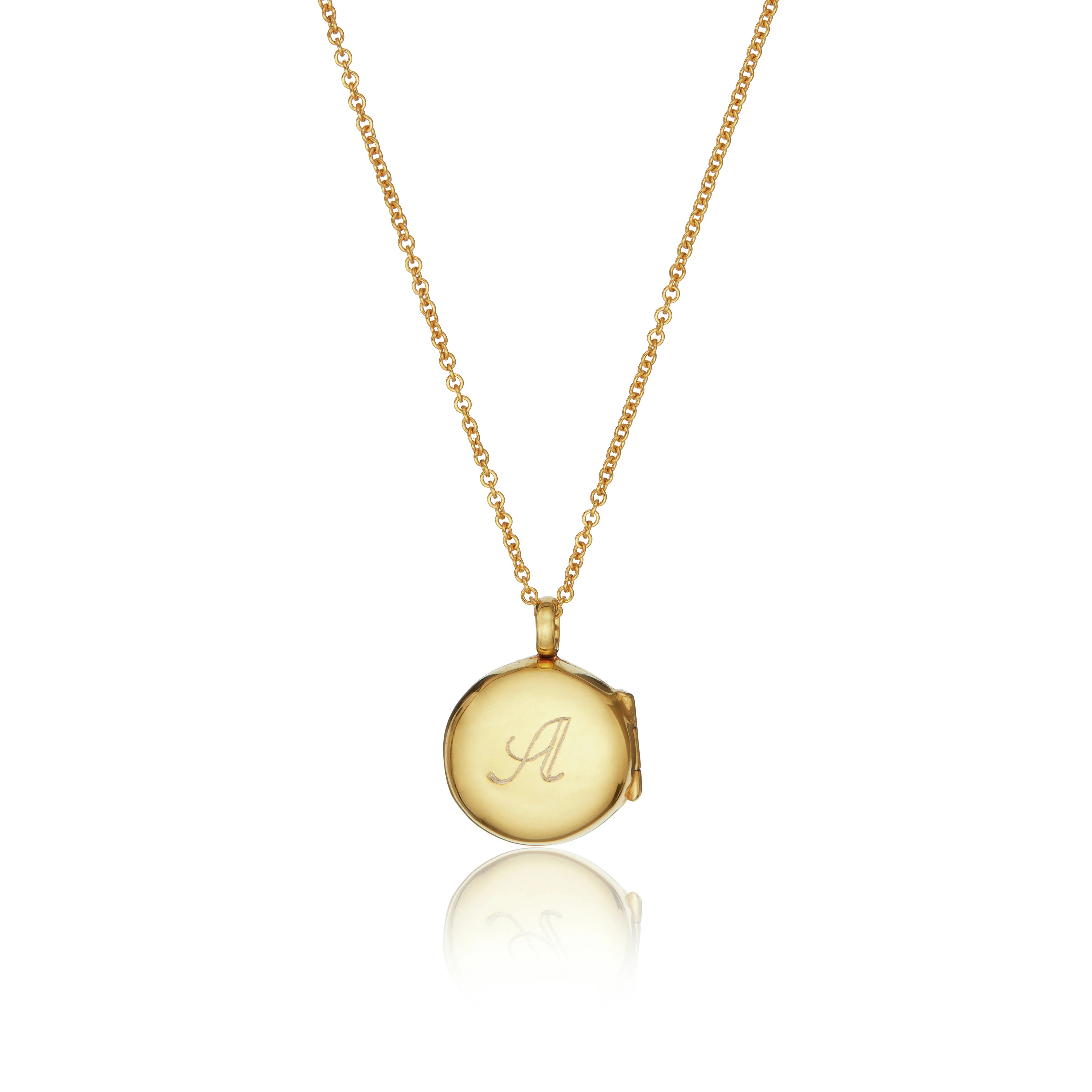 Gold Small Round Diamond Locket Necklace - Image 12